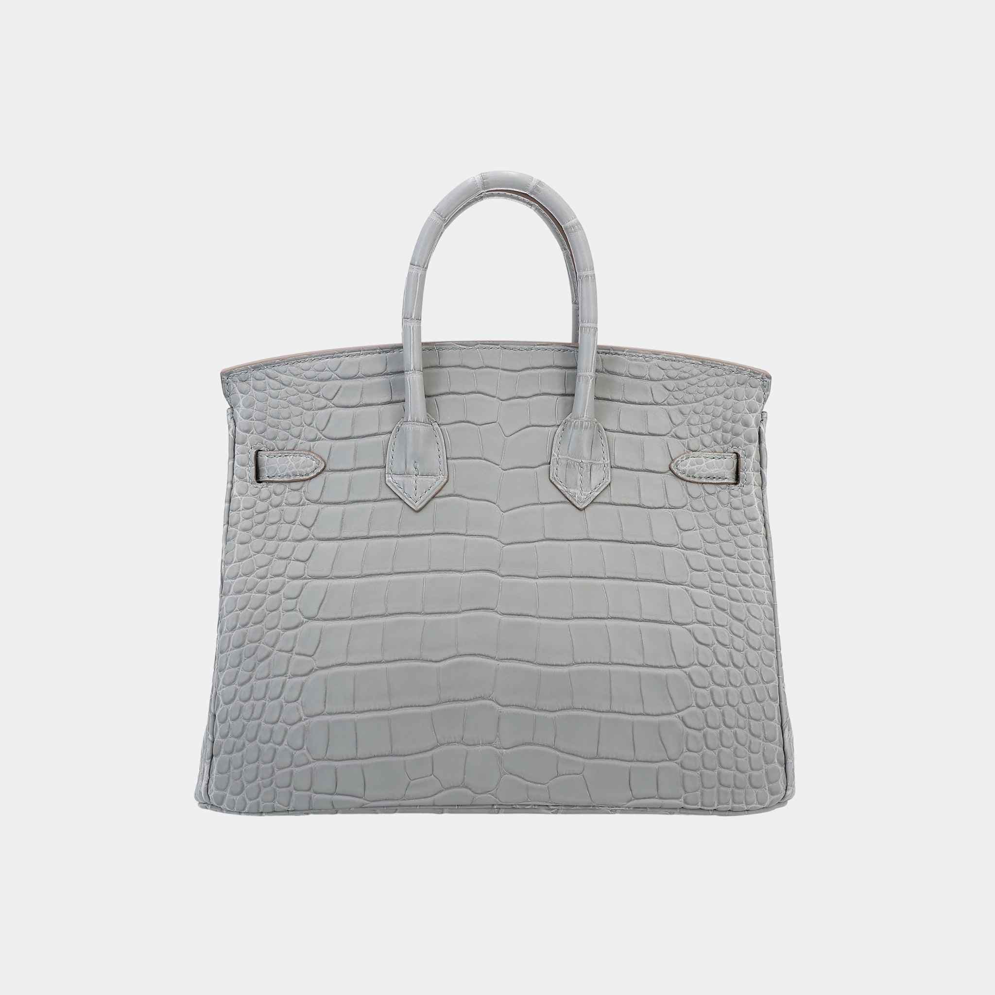 Hermes Birkin 25 Matte Alligator Gris Perle GHW, Back