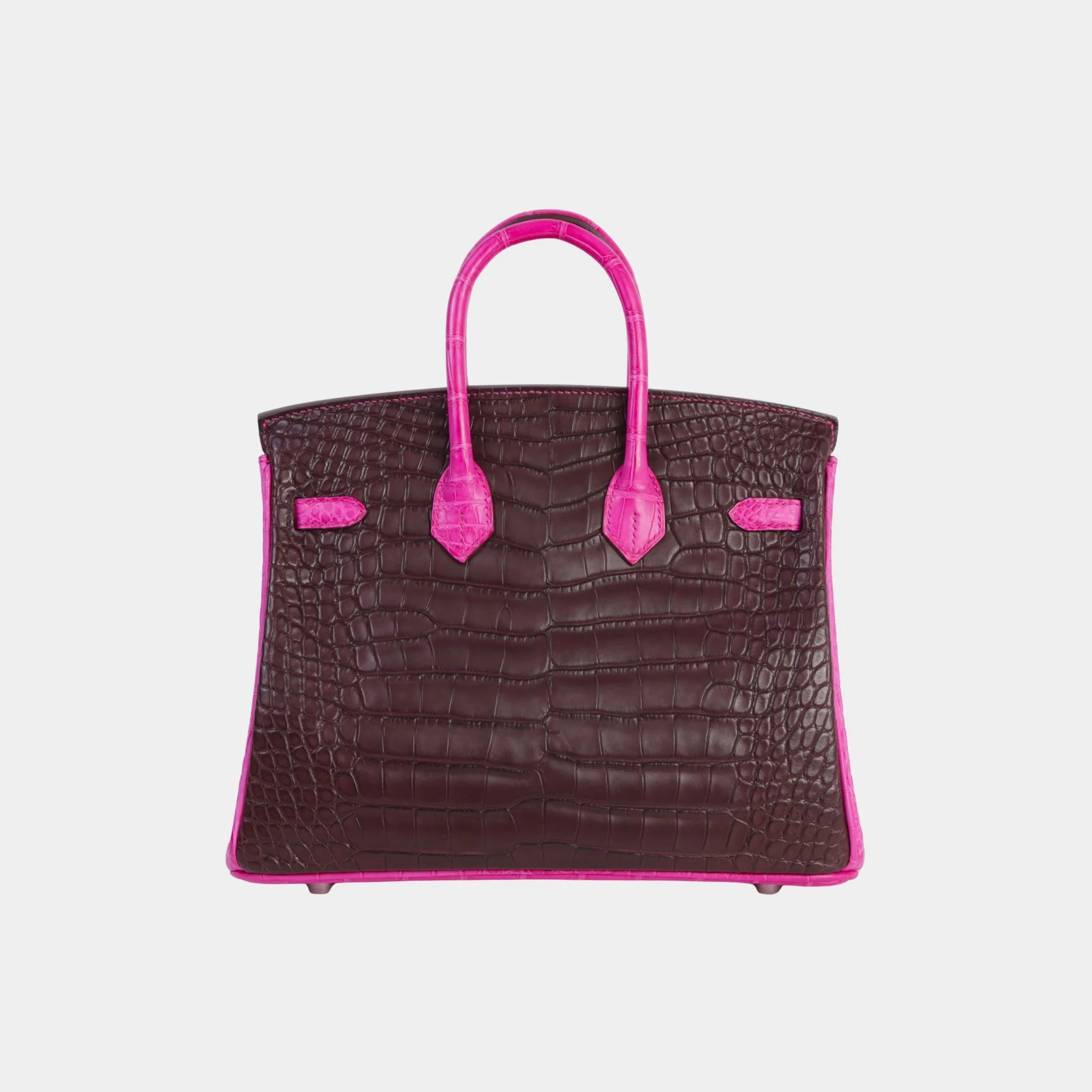 Hermes Birkin 25 Matte Alligator Rouge Sellier/Rose Shocking PHW, Back
