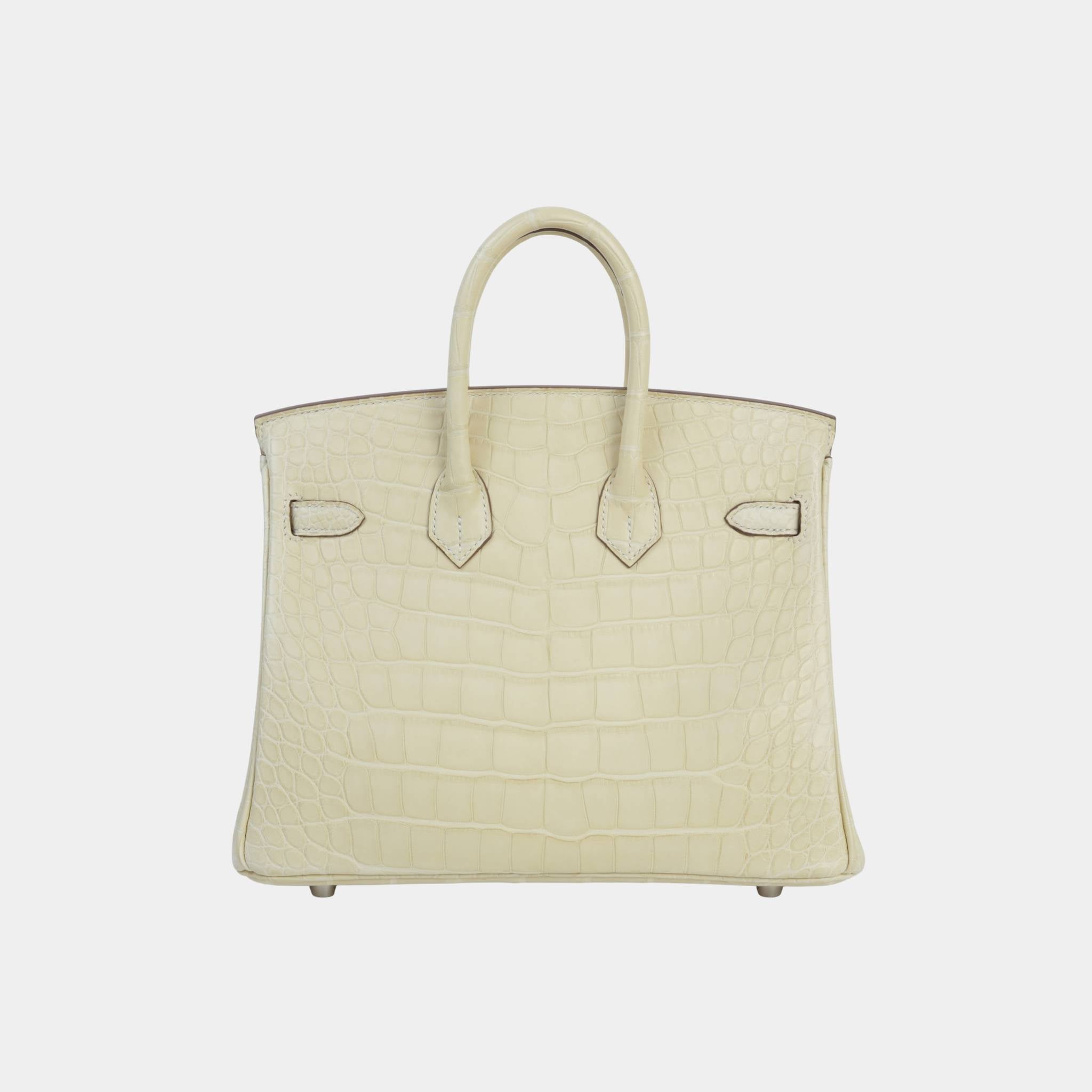 Hermes Birkin 25 Matte Alligator Vanille PHW, Back