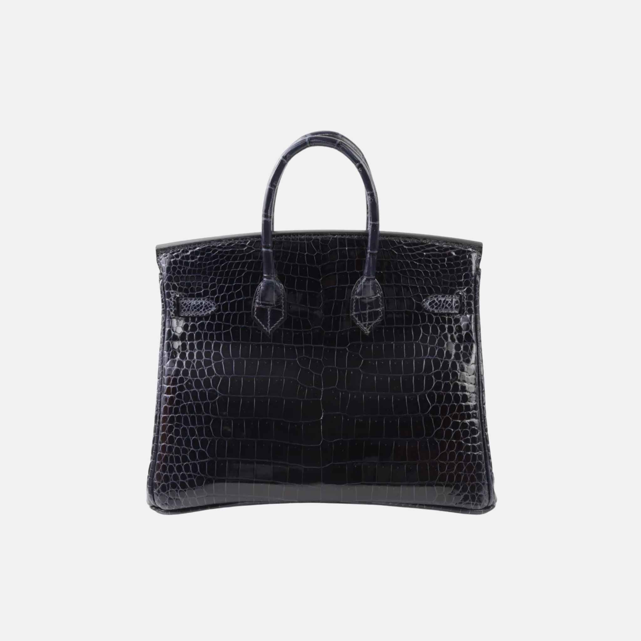 Hermes Birkin 25 Shiny Porosus Crocodile Bleu Baltique GHW, Back