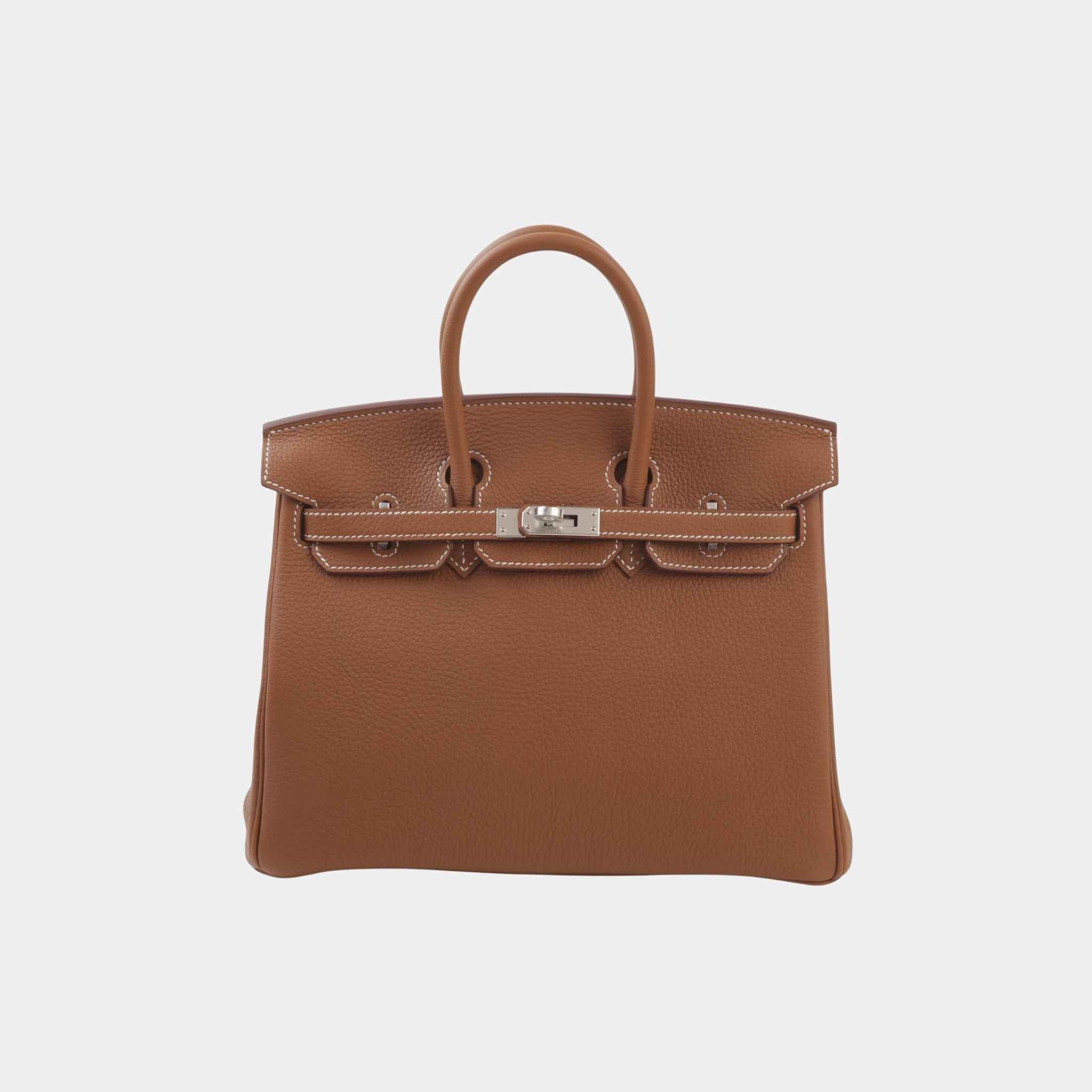 Hermes Birkin 25 Togo Gold/Gris Misty PHW, Front