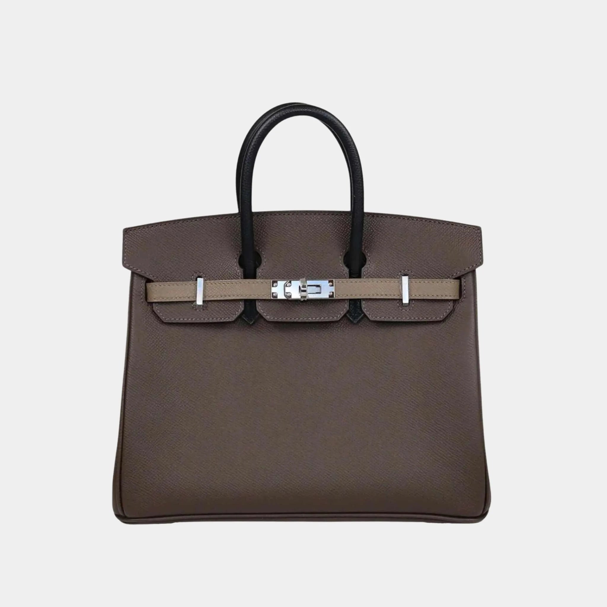 Hermes Birkin 25 Togo Tricolor Ecorce/Etoupe/Black PHW, Front