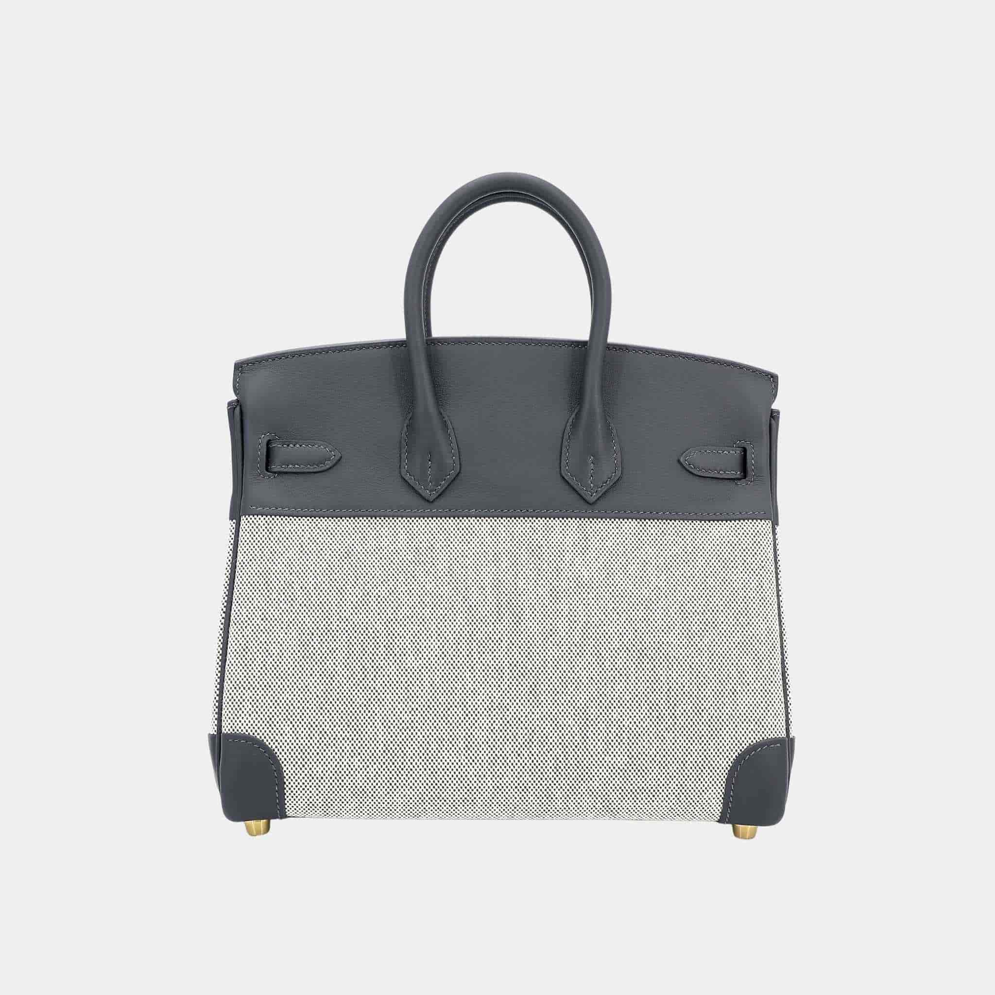 Birkin 25 Toile H Canvas-Swift Ardoise GHW, Back