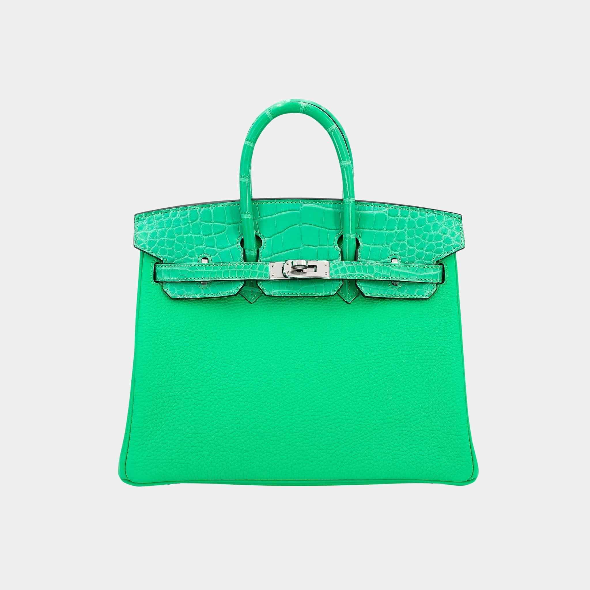 Hermes Birkin 25 Touch Togo-Matte Alligator Vert Comics PHW, Front