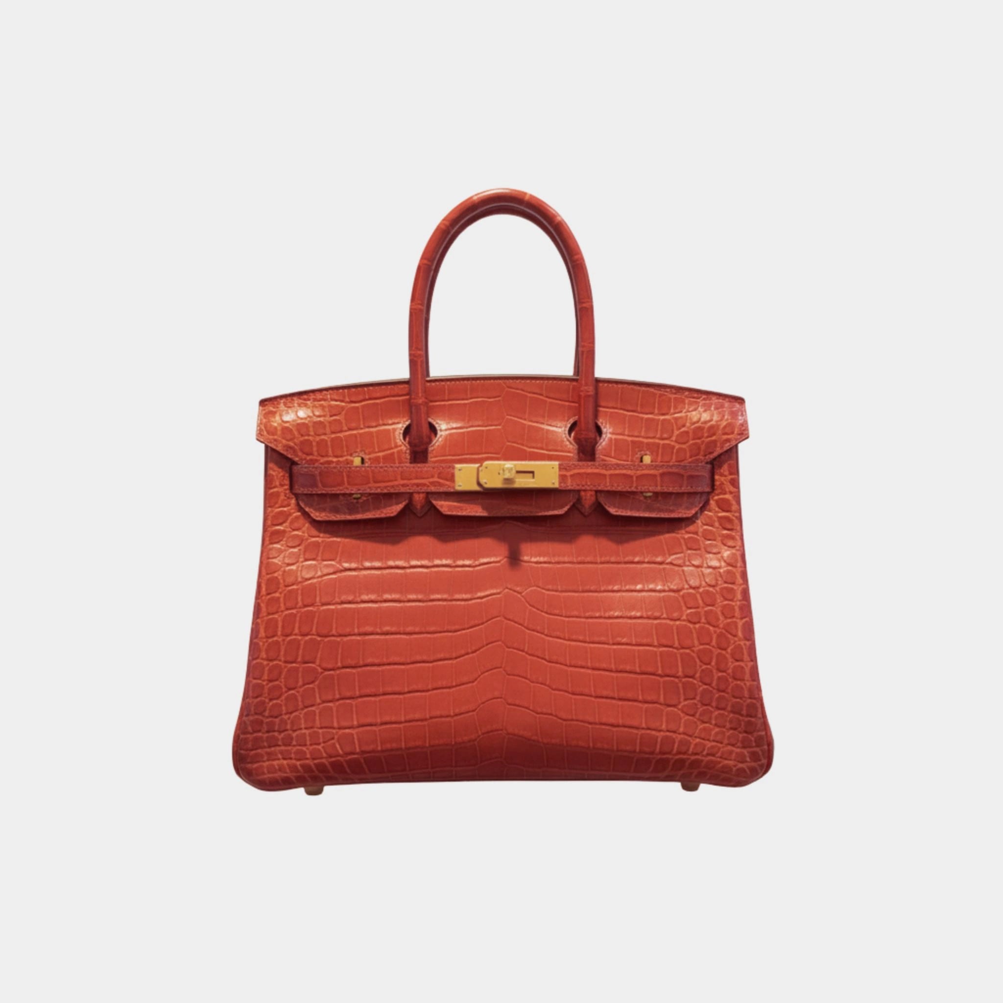 Hermes Birkin 30 Matte Niloticus Crocodile Red GHW, Front