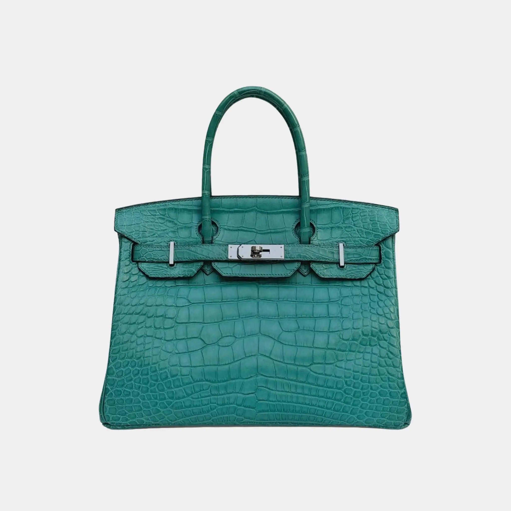 Hermes Birkin 30 Niloticus Crocodile Bleu Paon PHW, Front