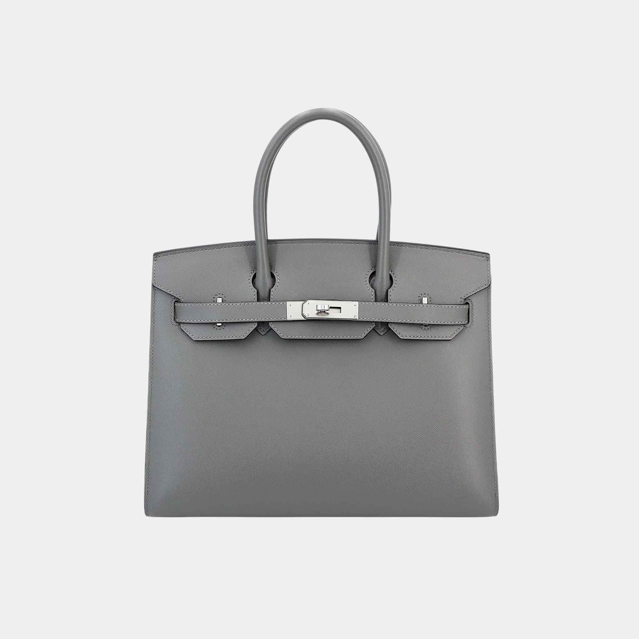 Hermes Birkin 30 Sellier Madame Gris Meyer PHW, Front