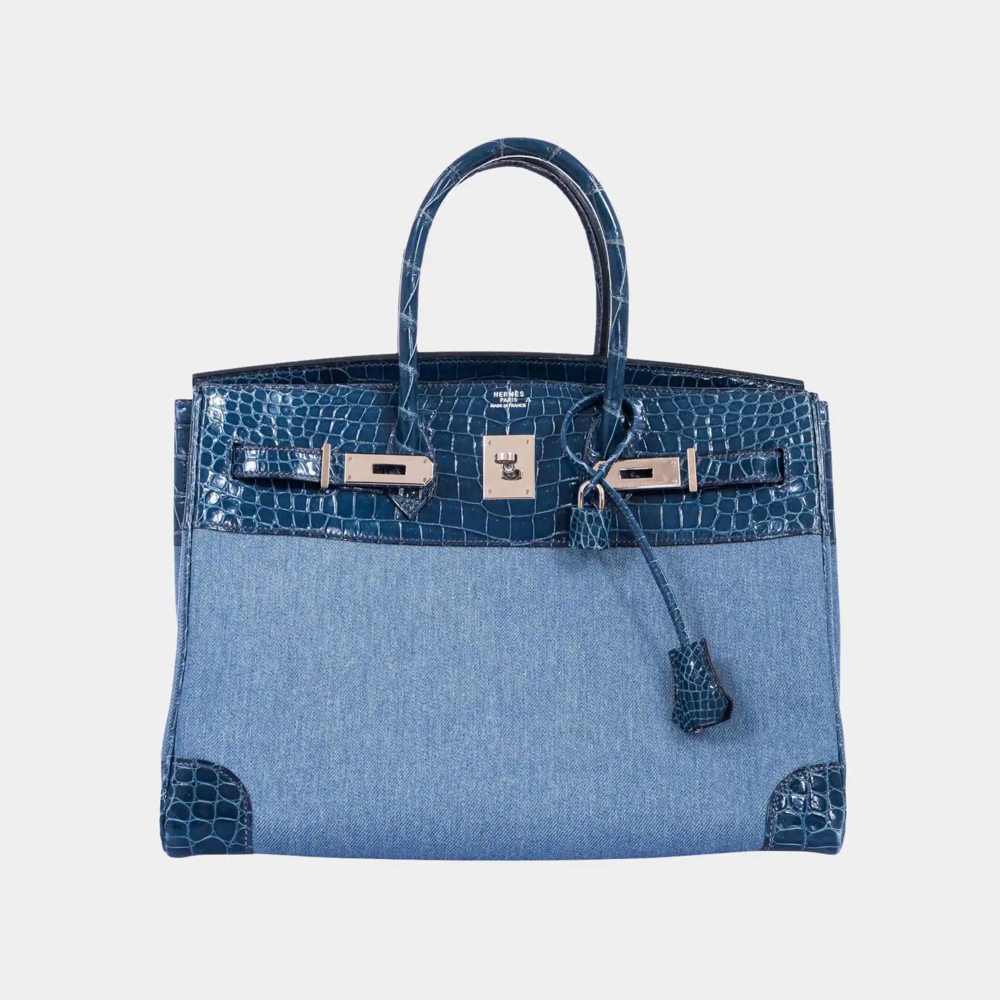 Hermes Birkin 35 Porosus Crocodile & Denim Blue Roi PHW