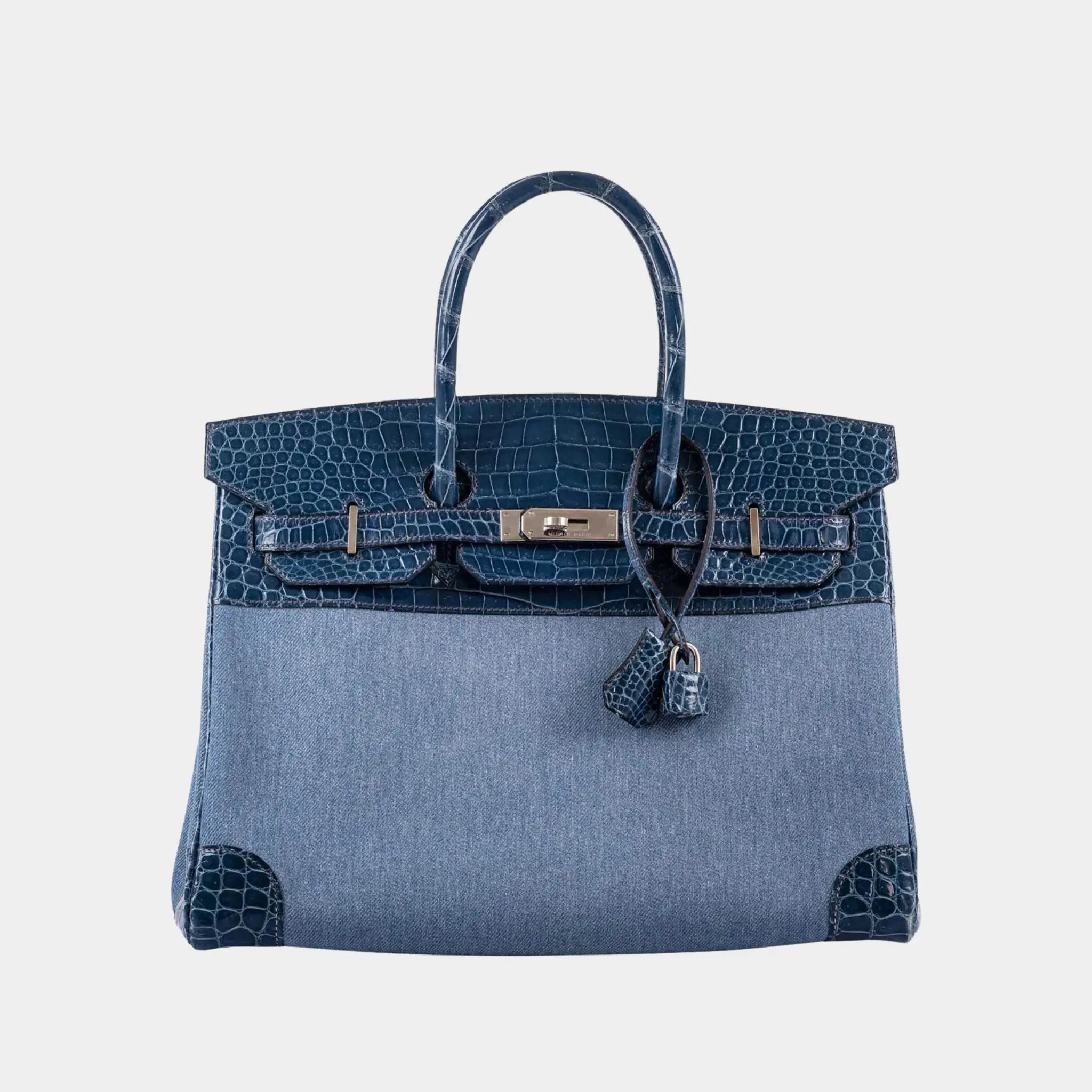 Hermes Birkin 35 Porosus Crocodile & Denim Blue Roi PHW