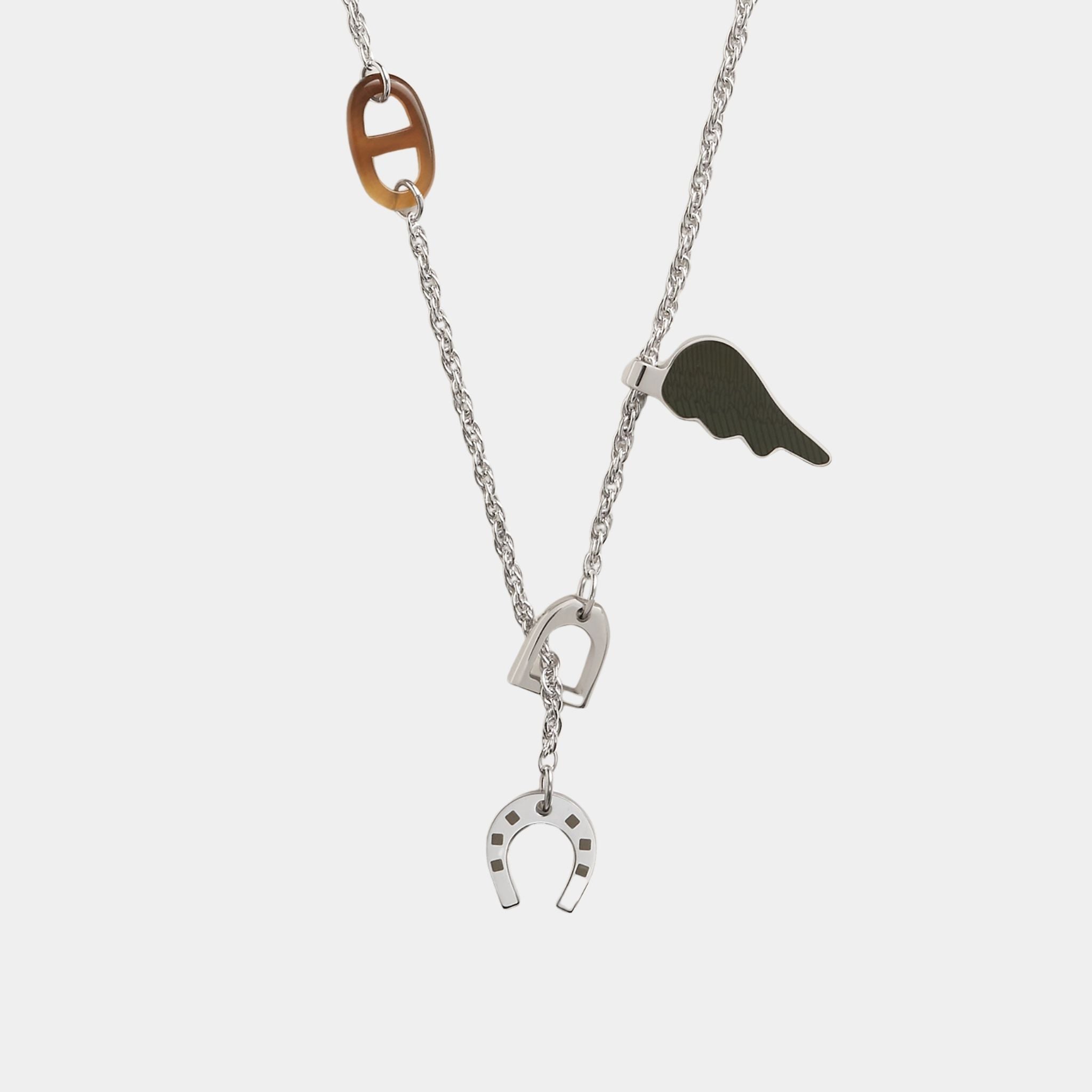 Hermes Bon Voyage Necklace, Vert Veronese, Kaki, Close