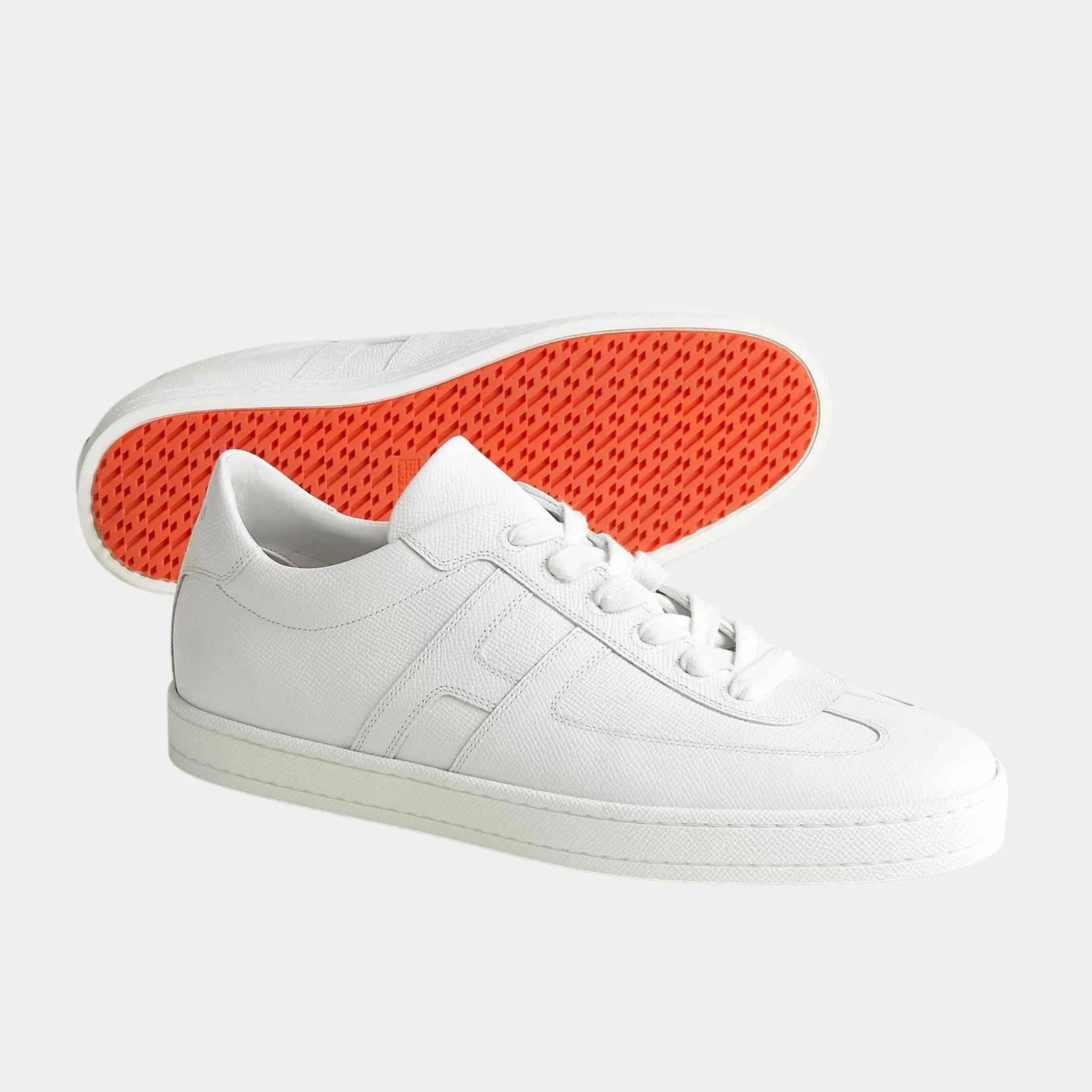 Hermes Boomerang Sneaker Epsom Calfskin, Blanc, Front