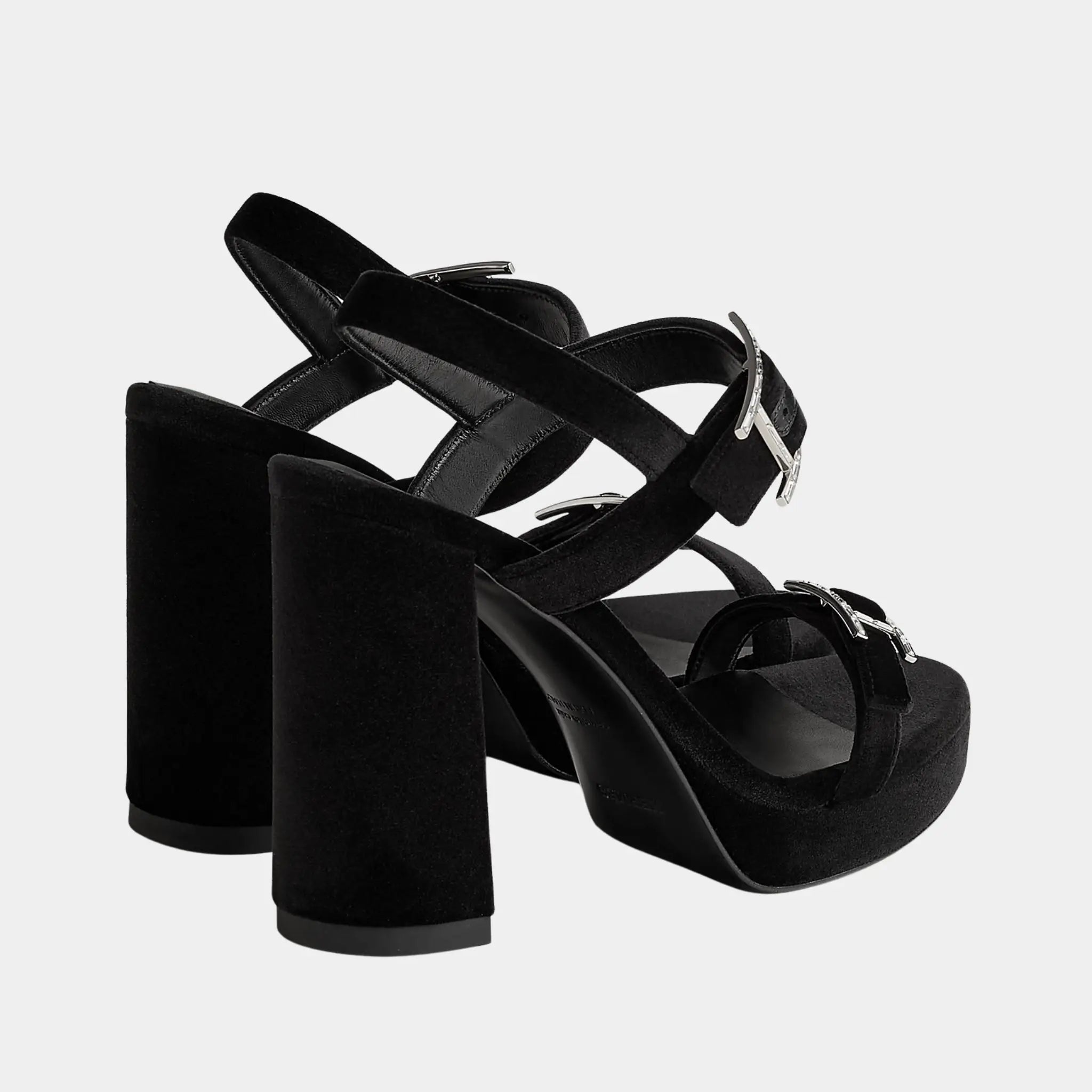 Hermes Bossa High Heel Sandal in Velvet, Noir, Back