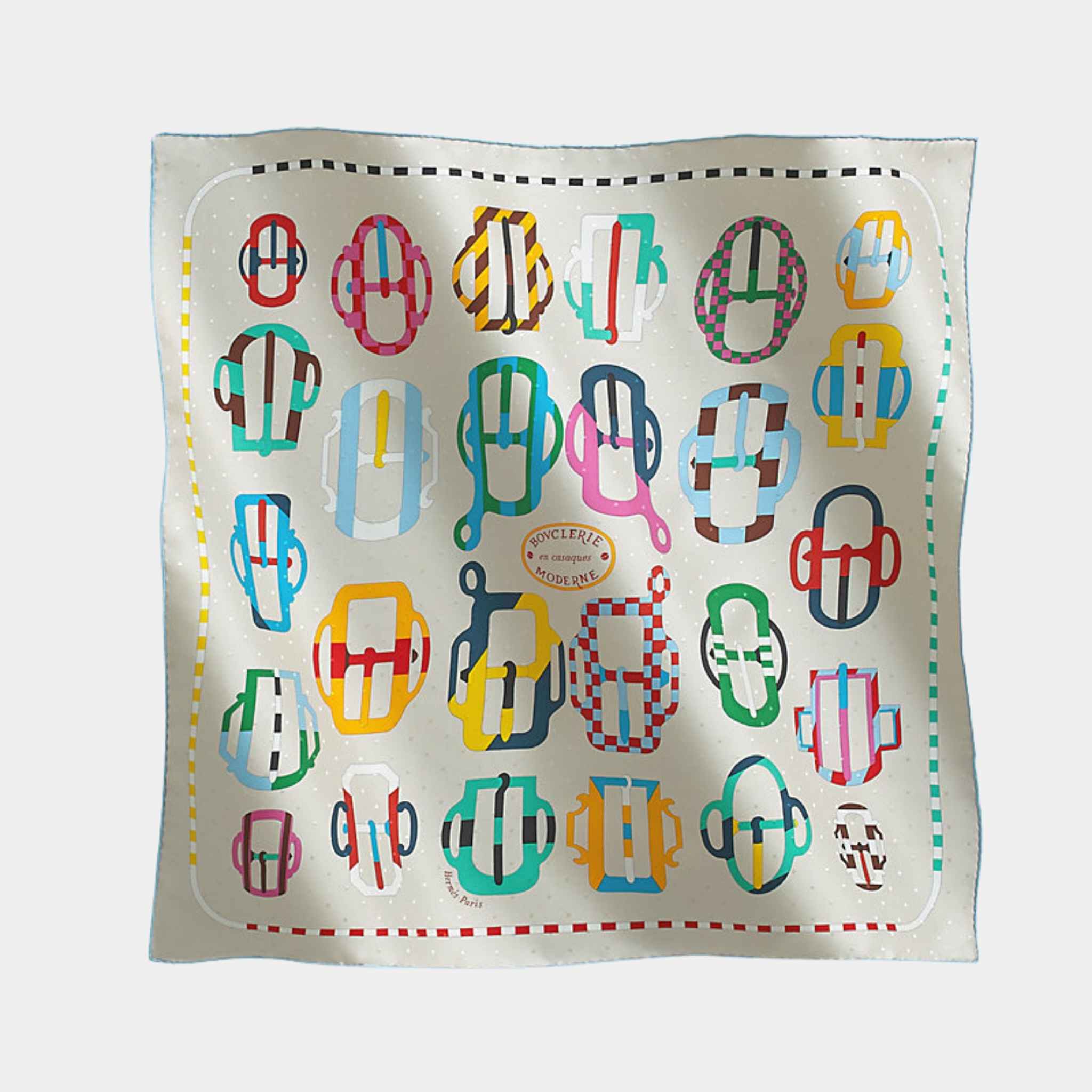 Hermes Bouclerie Moderne Plumetis Scarf 70, Ivory White