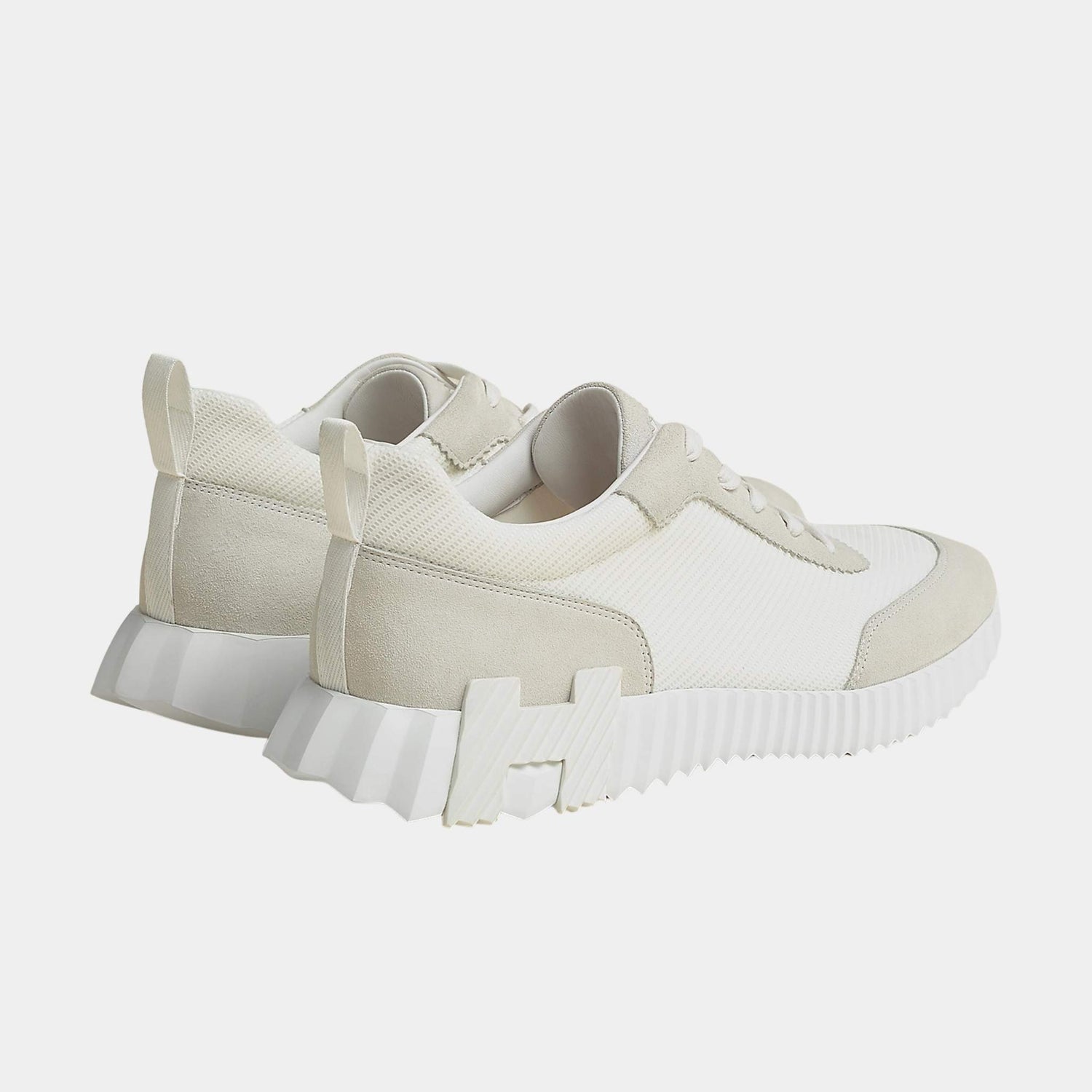 Hermes Bouncing Sneaker in Technical Mesh and Suede Men, Blanc, Back