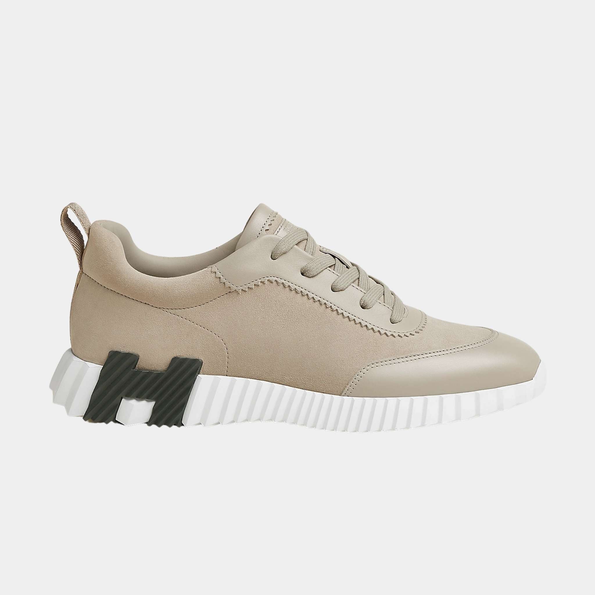 Hermes Bouncing Sneaker Suede and Calfskin Men, Beige Esquisse, Side