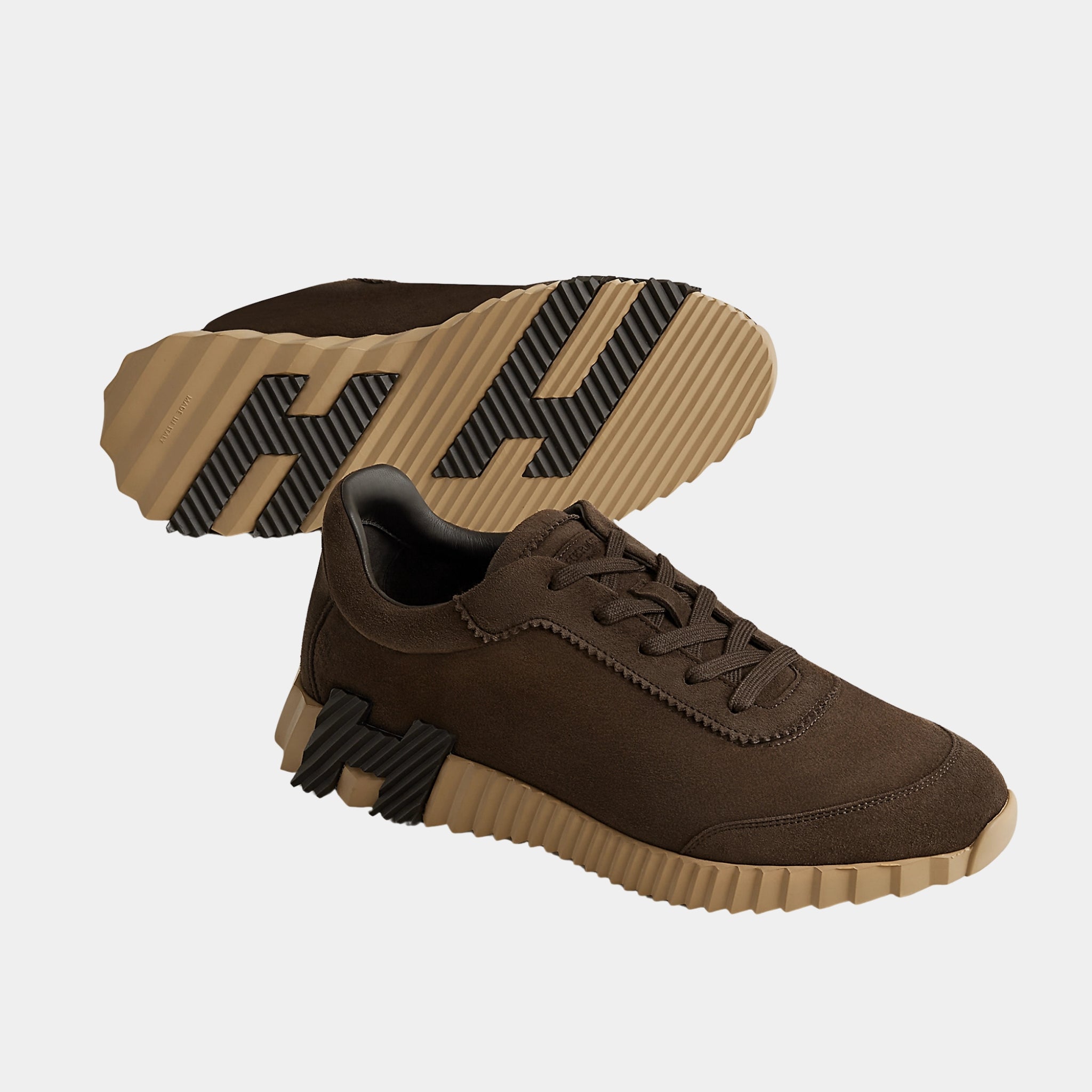 Hermes Bouncing Sneaker in Suede Goatskin, Ecorce, Front