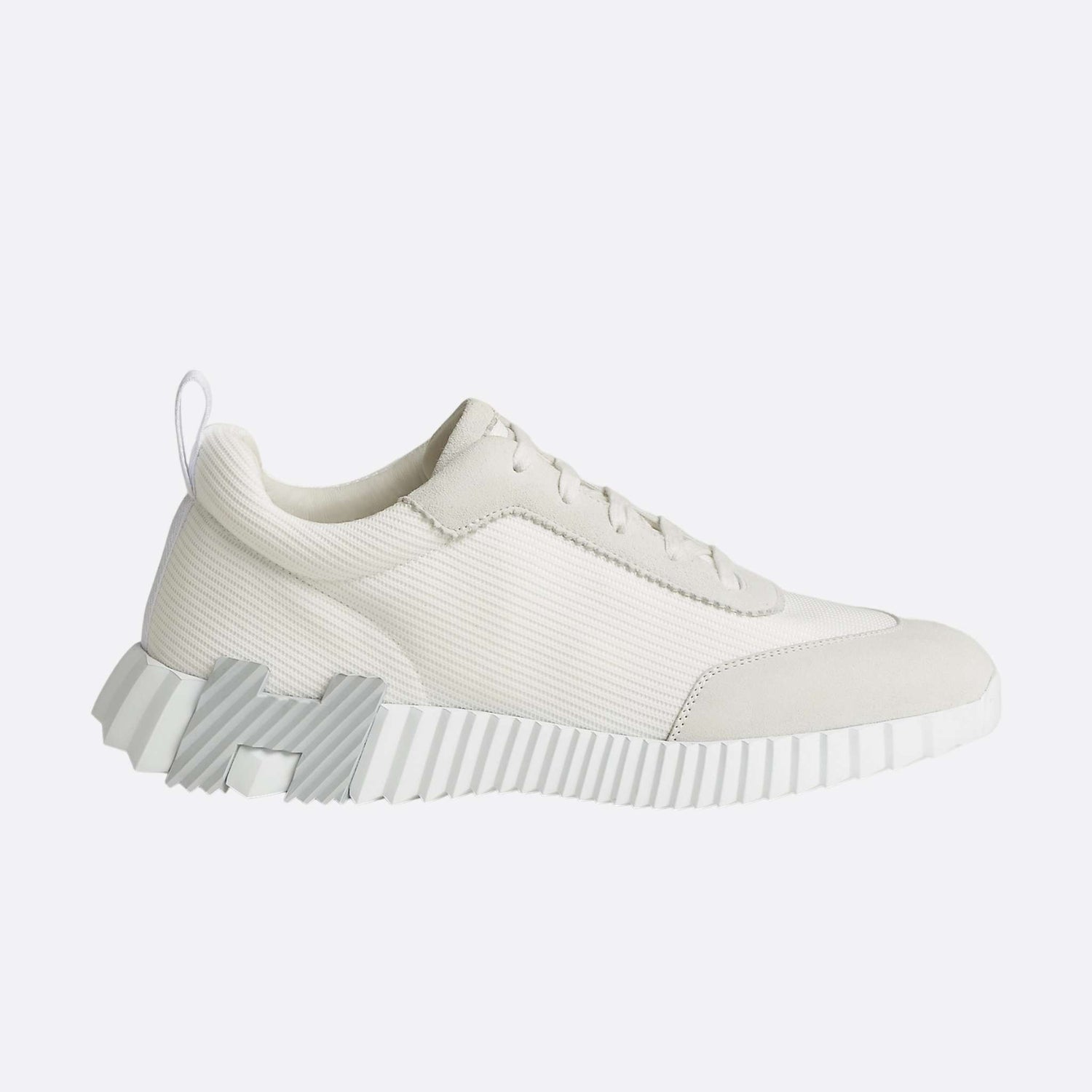 Hermes Bouncing Sneaker Technical Mesh and Suede Men, Blanc, Side