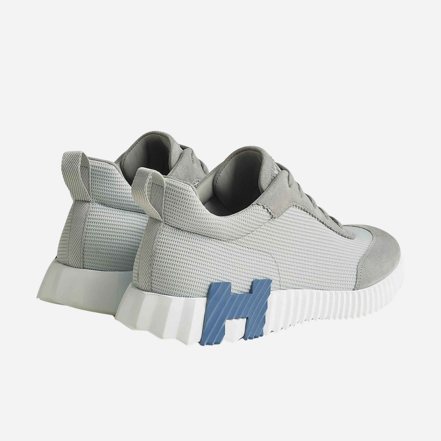 Hermes Bouncing Sneaker Technical Mesh and Suede Men, Gris Temperance, Back