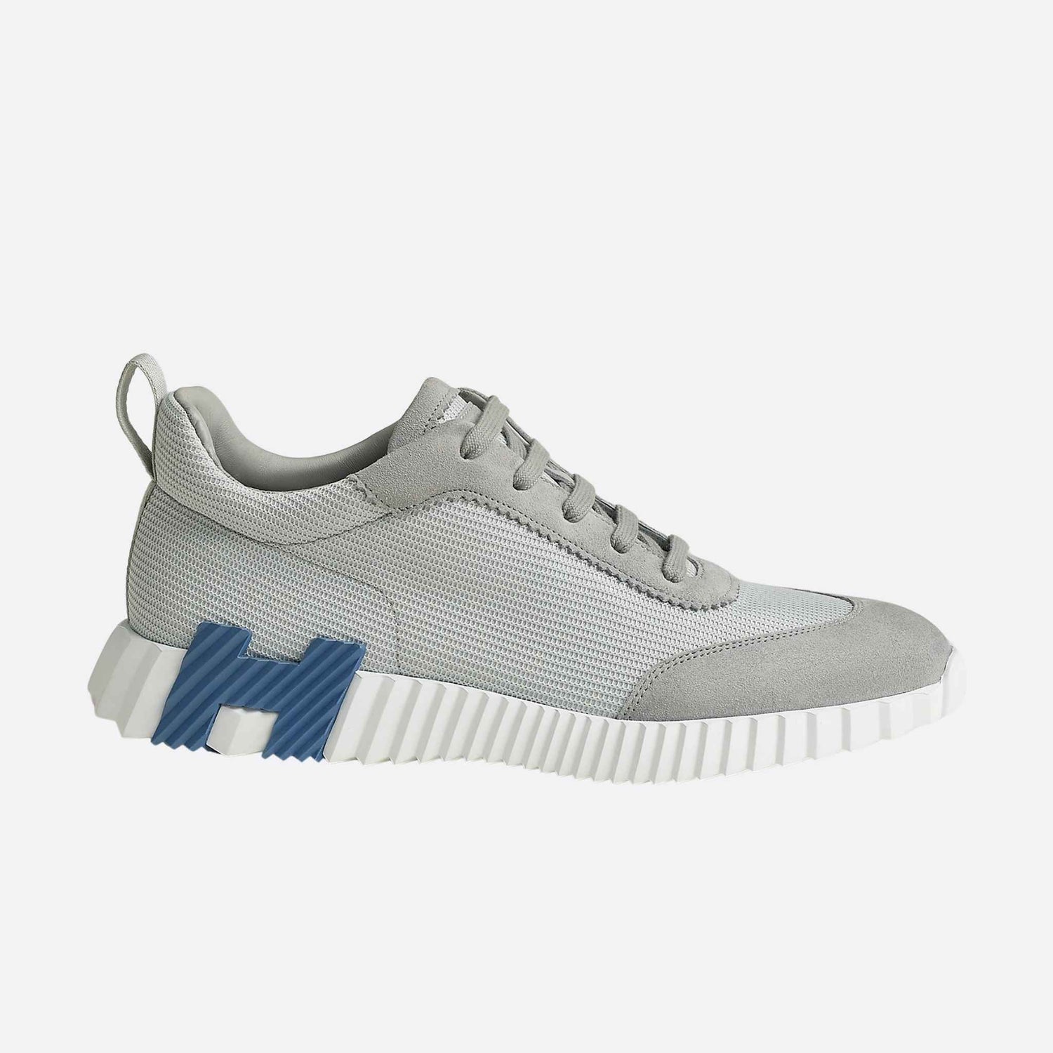 Hermes Bouncing Sneaker Technical Mesh and Suede Men, Gris Temperance, Side