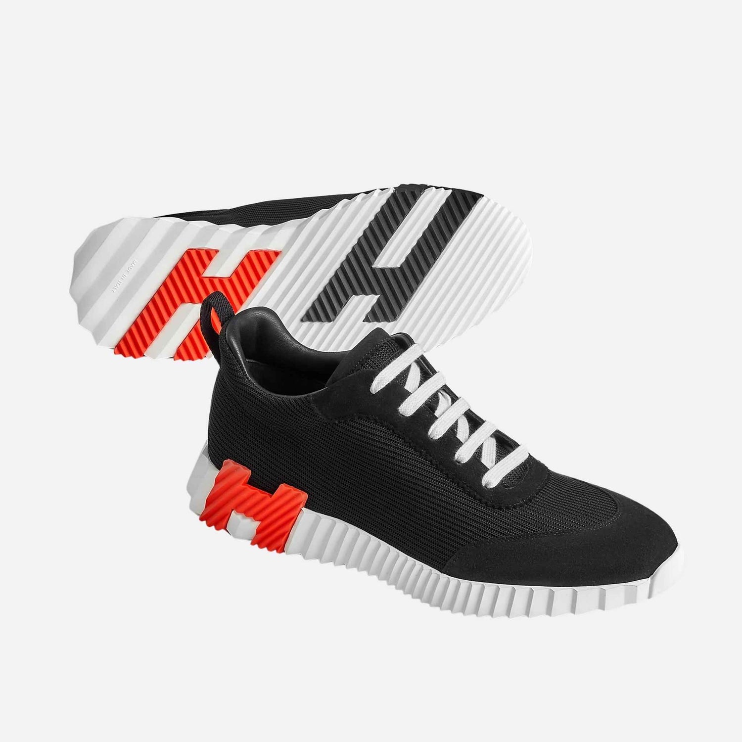 Hermes Bouncing Sneaker Technical Mesh and Suede Men, Noir, Front