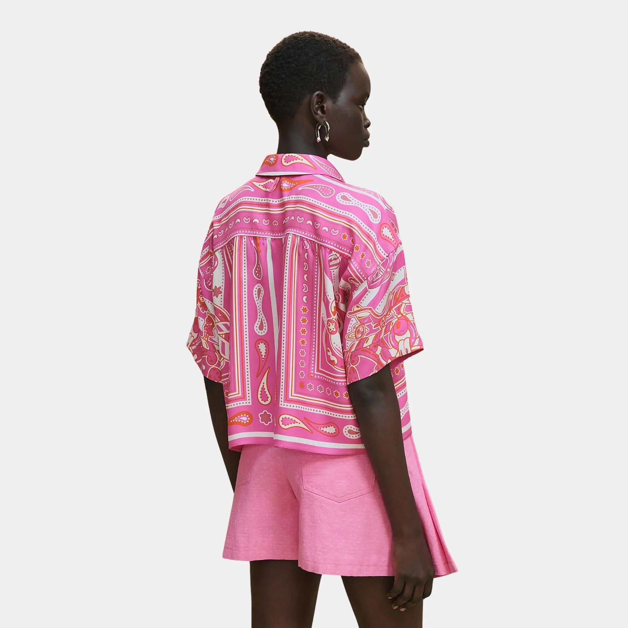 Hermes Candy Libris Bandana Printed Blouse, Rose Sakura, Back