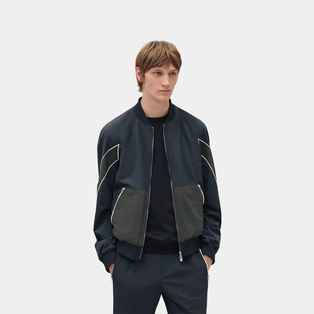 Hermes Capsule Sport Ribbed Jacket, Ardoise, Front