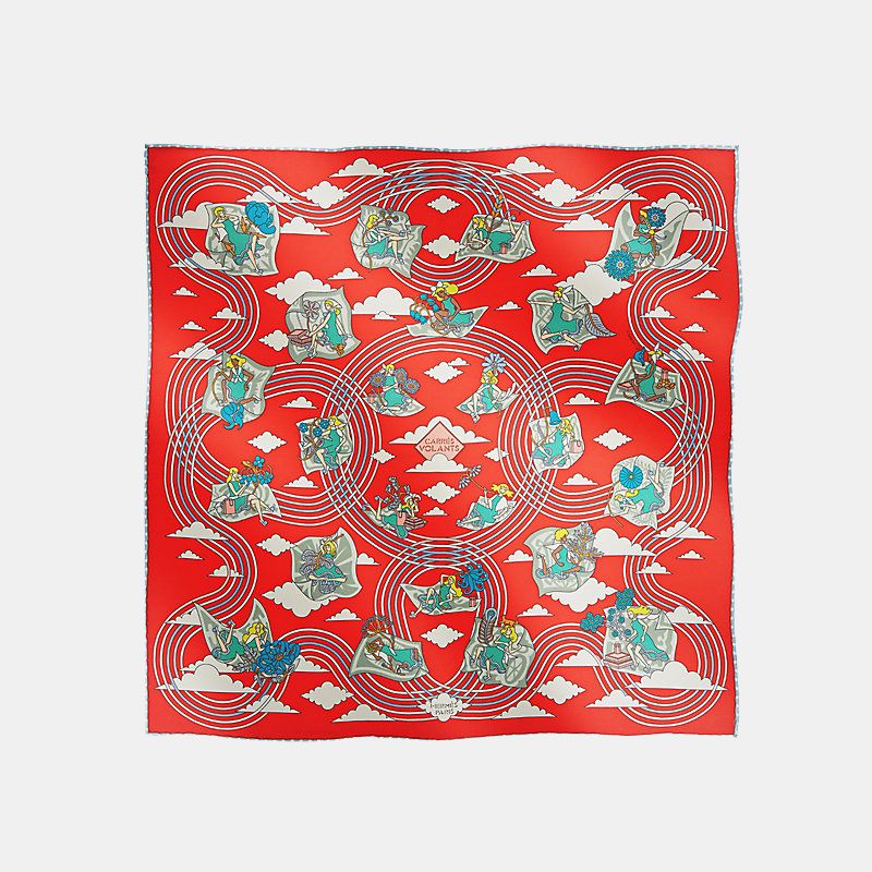 Hermes Carres Volants scarf 45, Rouge H, Front