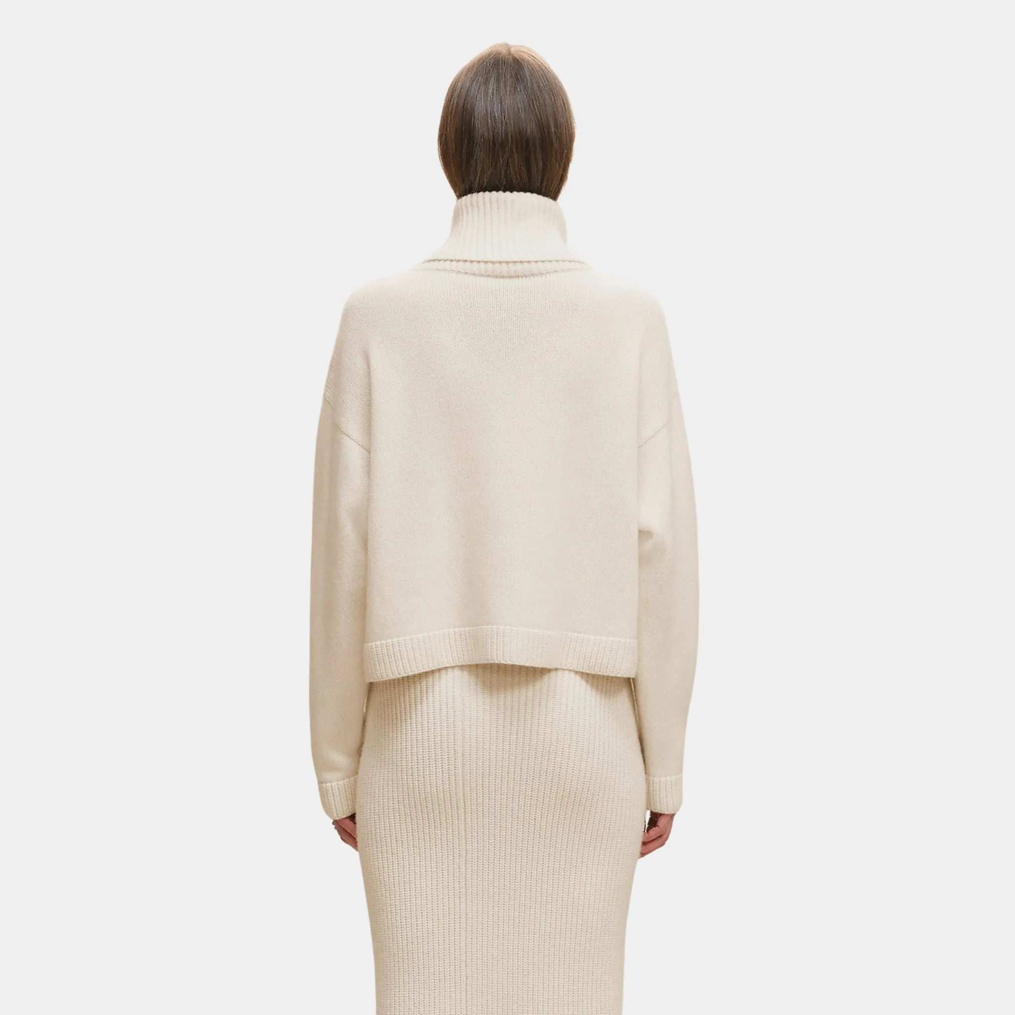 Hermes Cashmere H Lift Long-sleeve Sweater, Blanc Naturel, Back