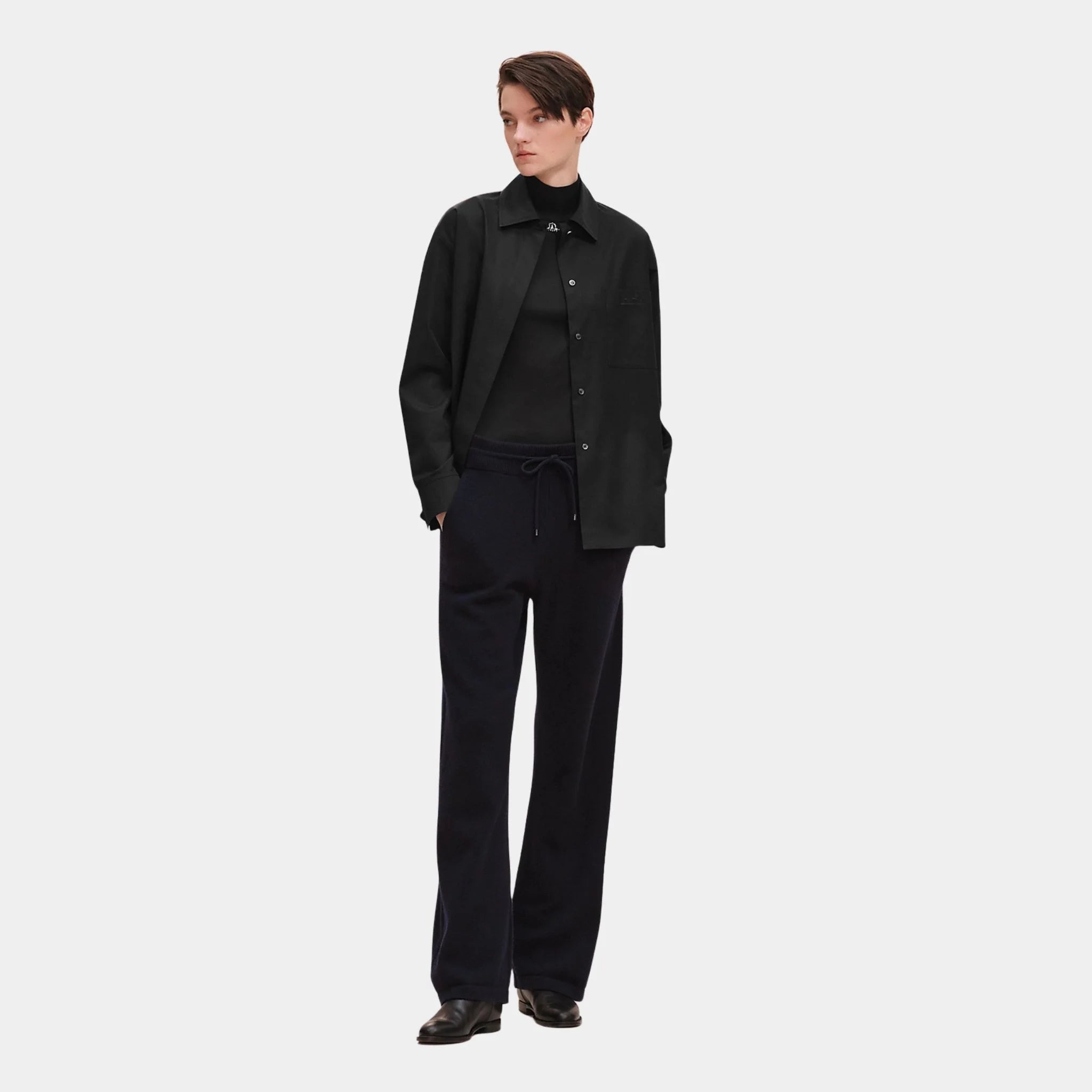 Hermes Cashmere Pants, Bleu Noir, Front
