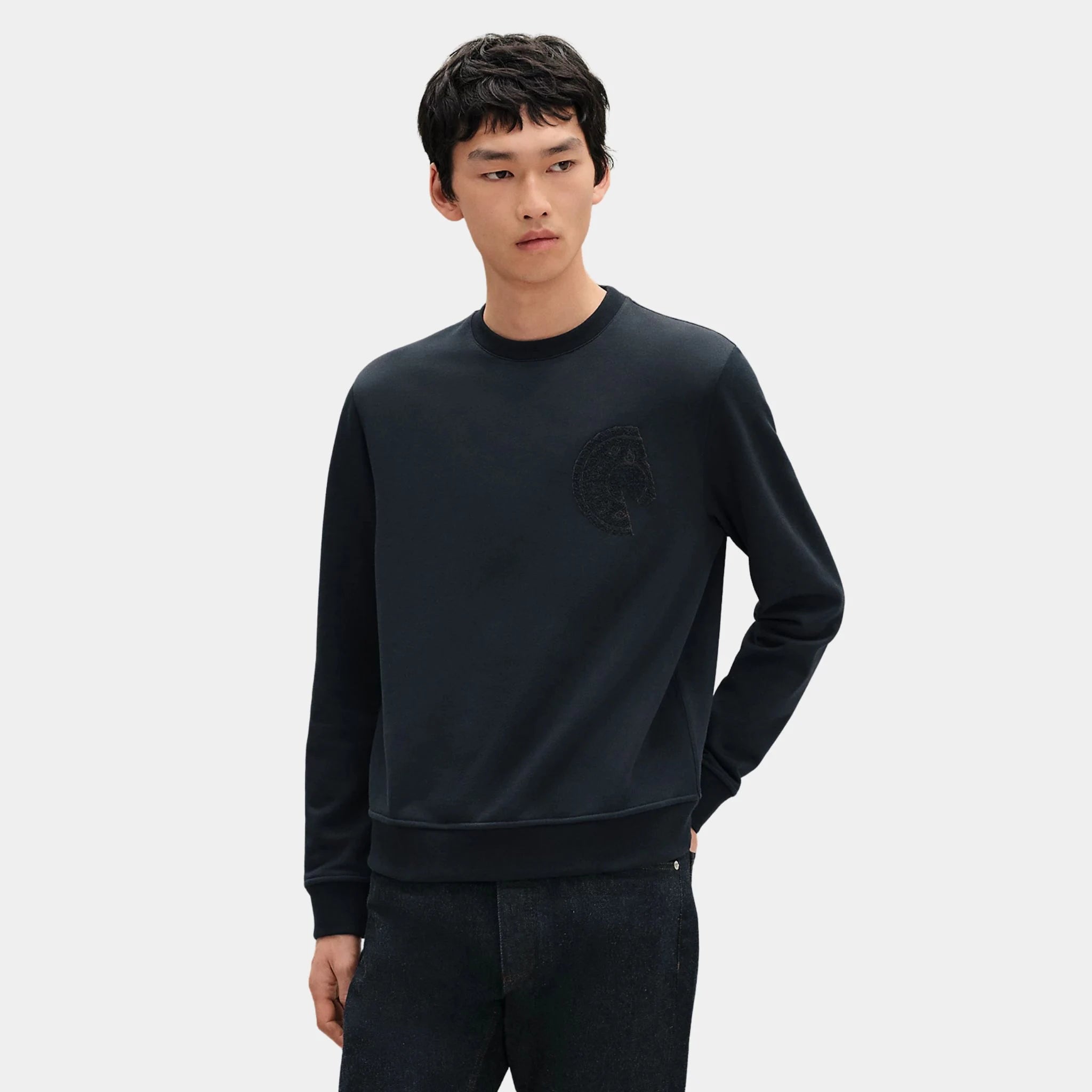 Hermes C.D.S. Crewneck Sweater in Cotton, Marine, Front
