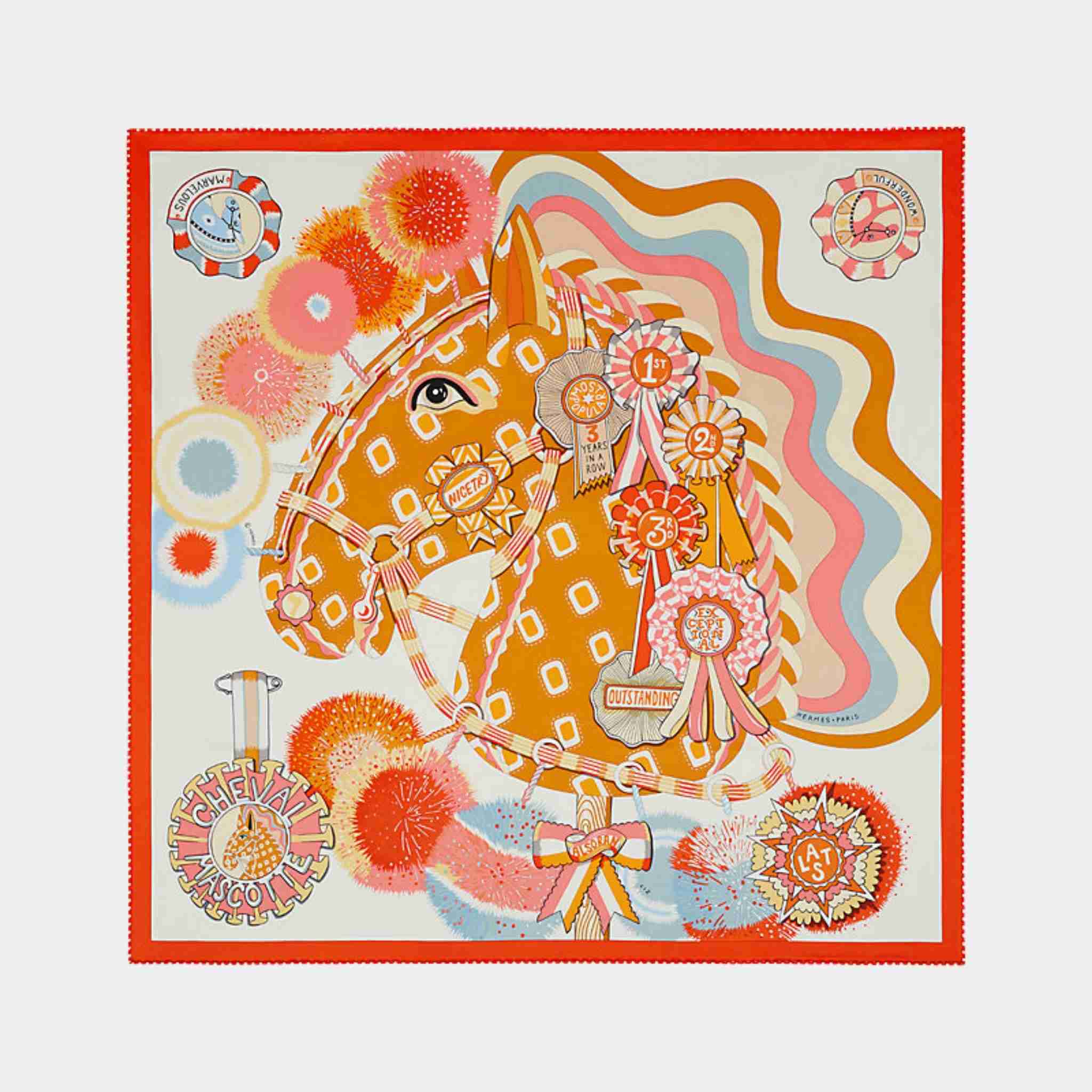 Hermes Cheval Mascotte Scarf 70, Red
