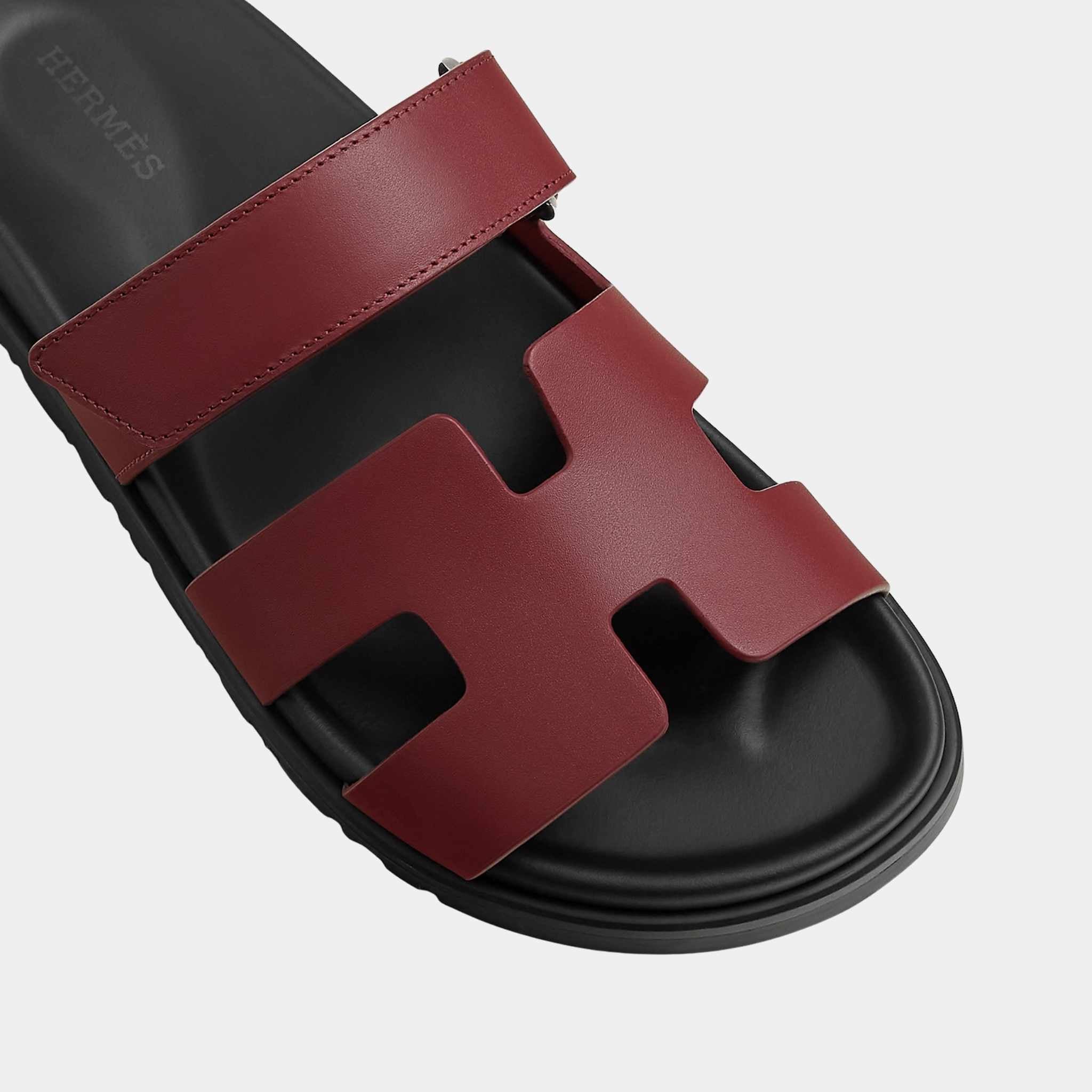 Hermes Chypre Sandal Calfskin Women, Rouge H, Top