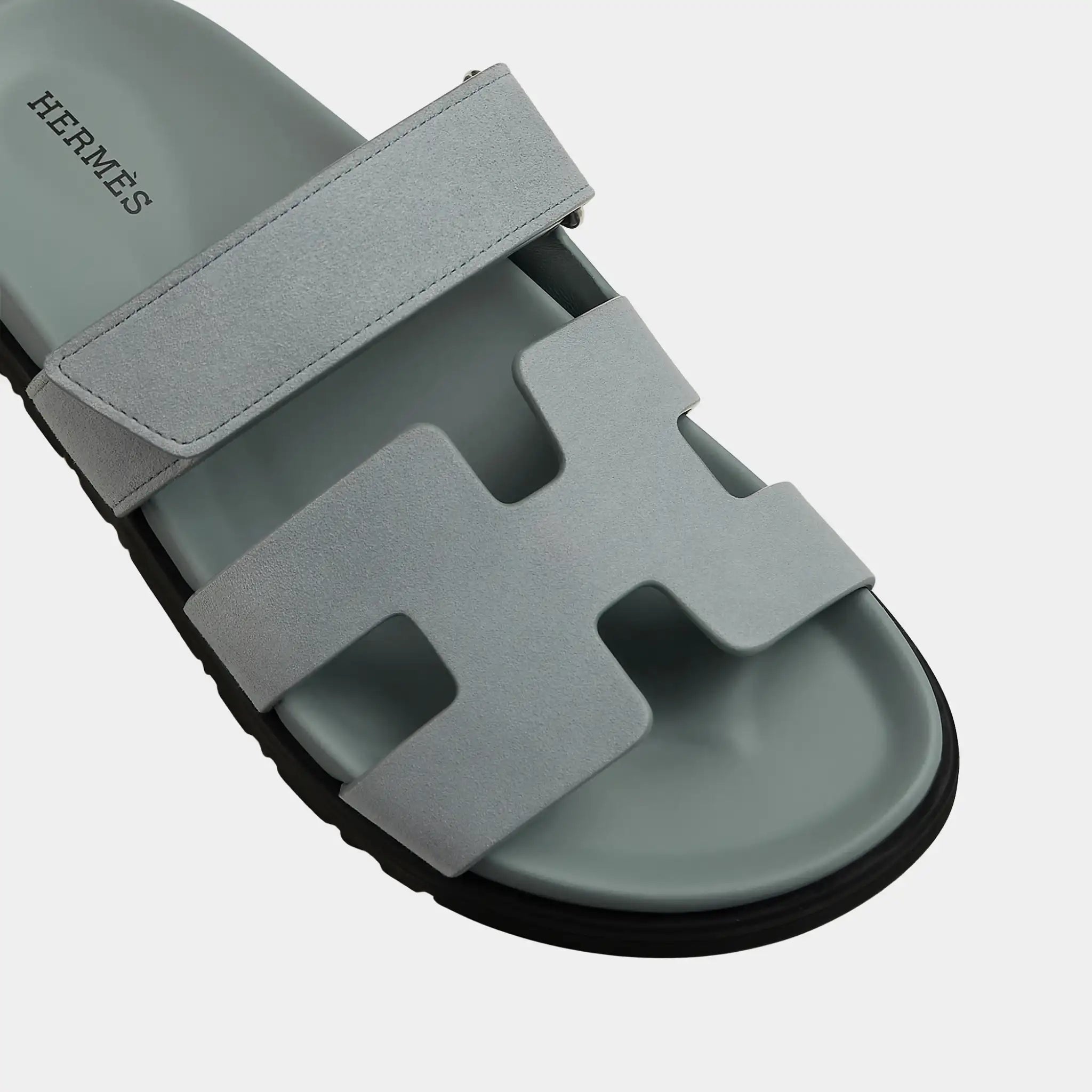 Hermes Chypre Sandals Suede Goatskin Women, Bleu, Top