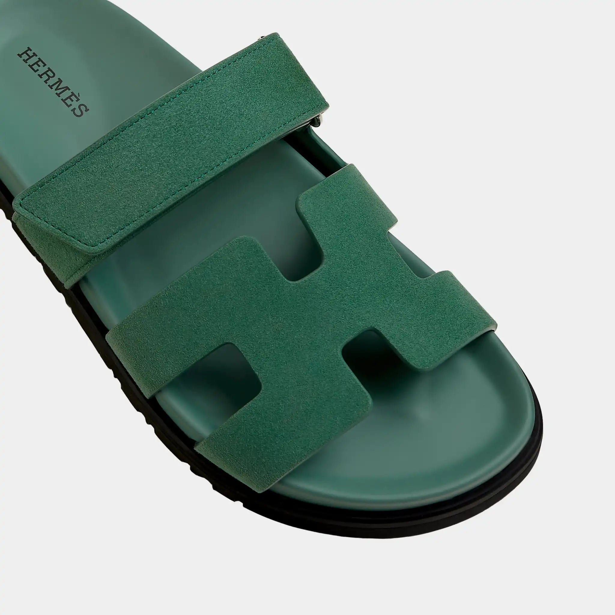 Hermes Chypre Sandals Suede Goatskin Women, Vert, Top