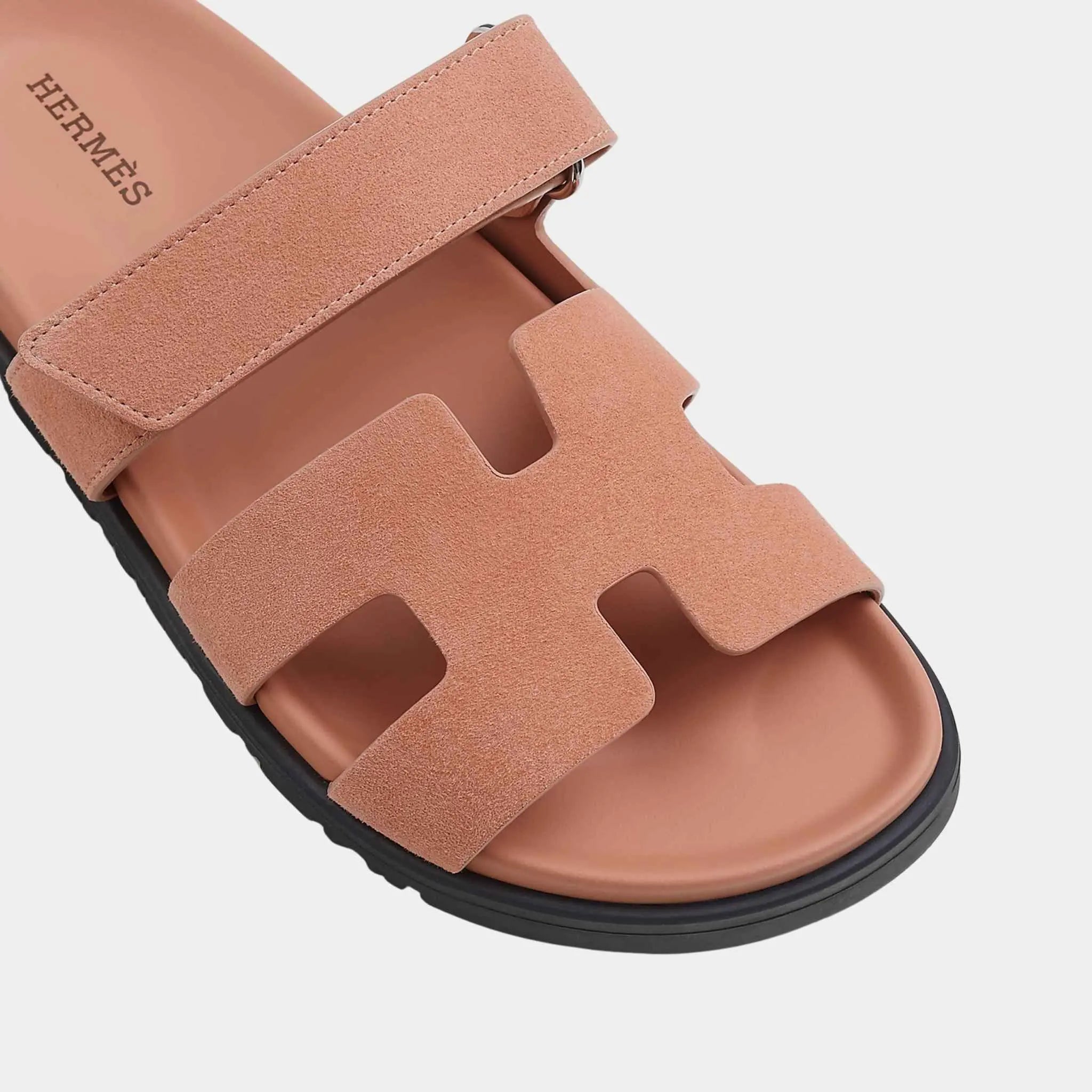 Hermes Chypre Sandals Suede Goatskin Women, Nude, Top