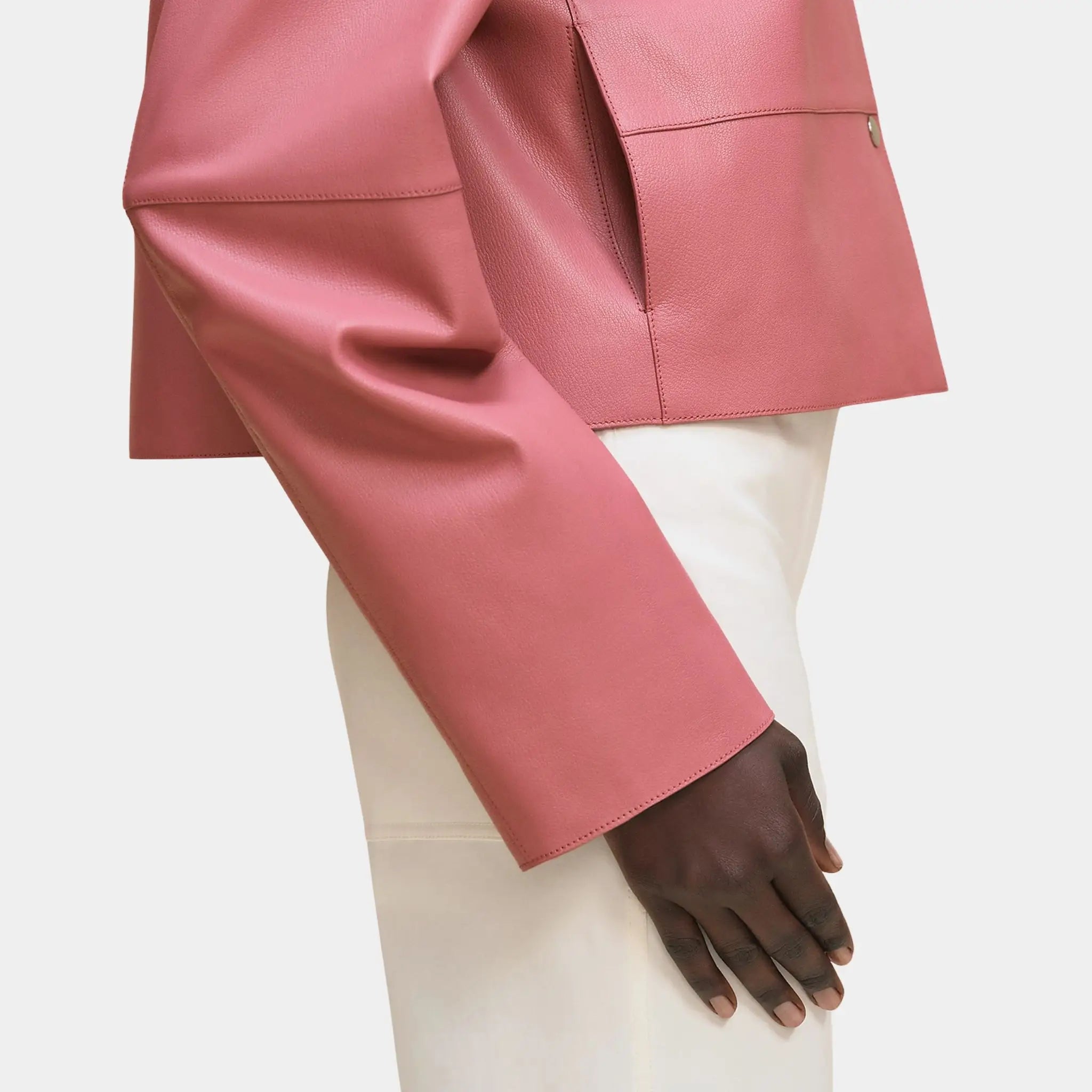 Hermes City Jacket in Grained Goatskin, Rose Pinson, Close
