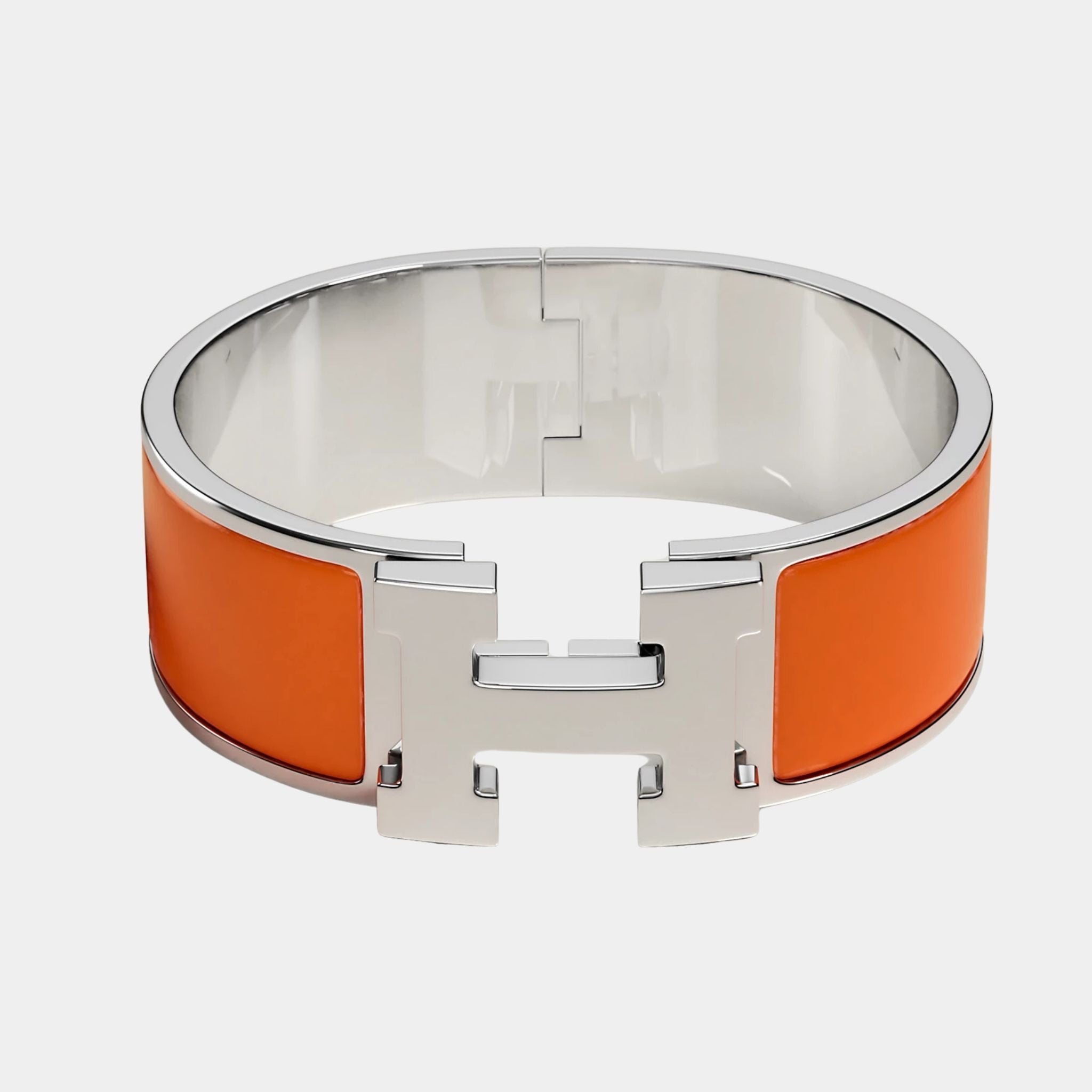 Hermes Clic Clac H Bracelet Palladium Plated, Orange