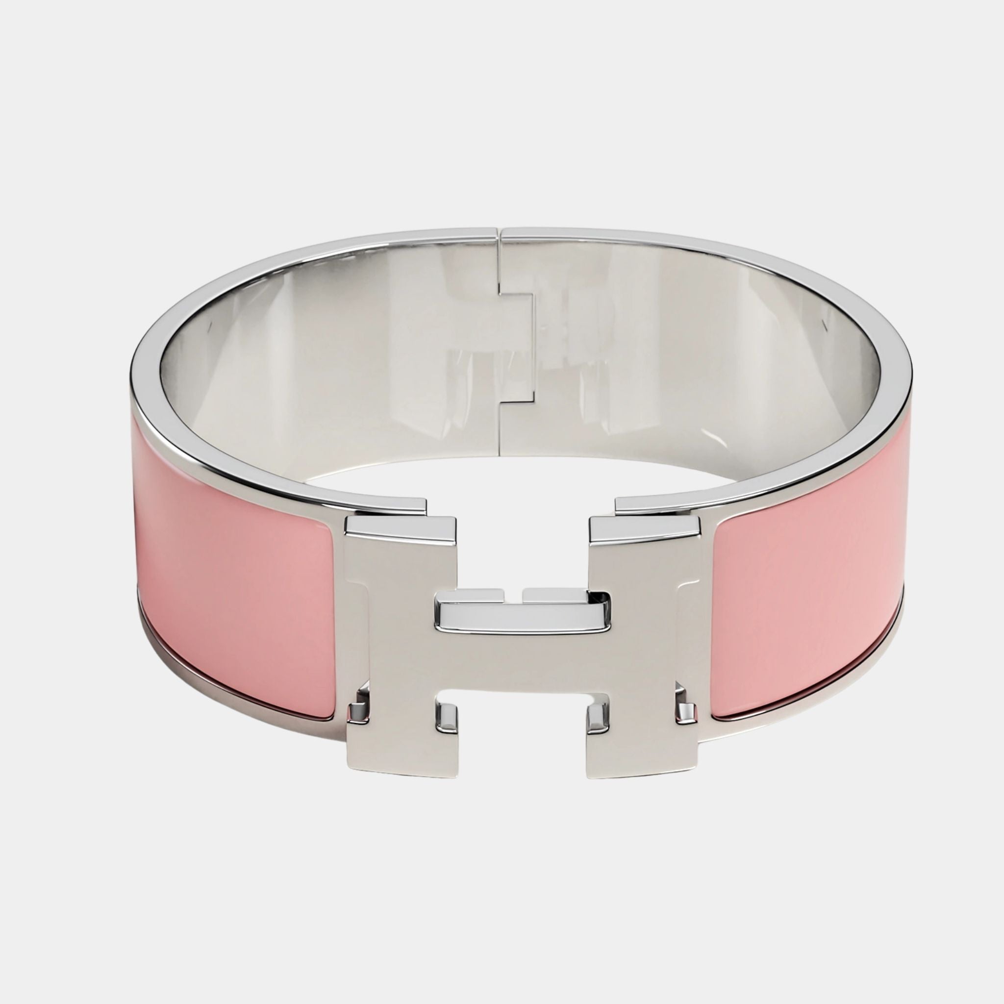 Hermes Clic Clac H Bracelet Palladium Plated, Rose Candeur