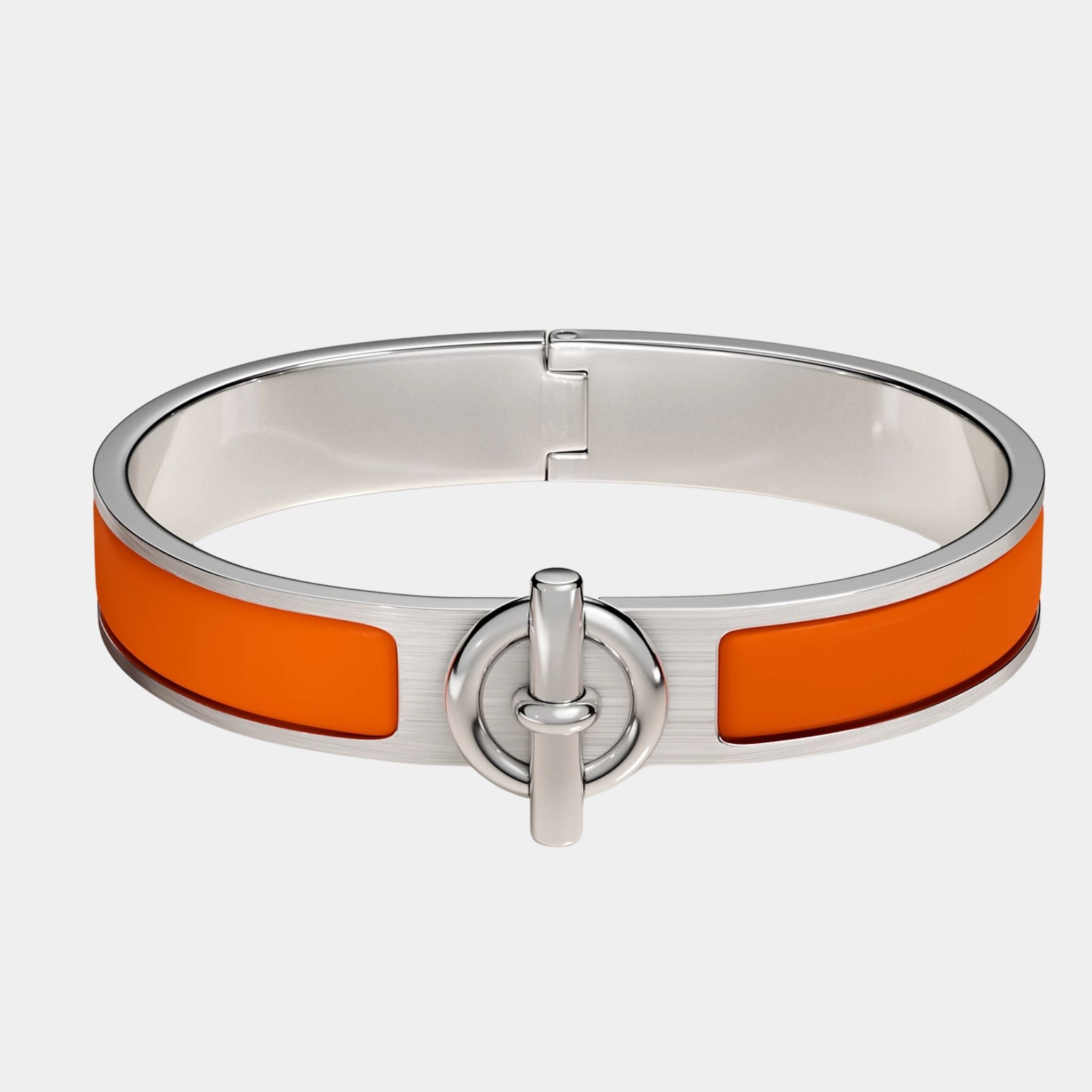 Hermes Clic Glenan Bracelet Palladium Plated, Orange