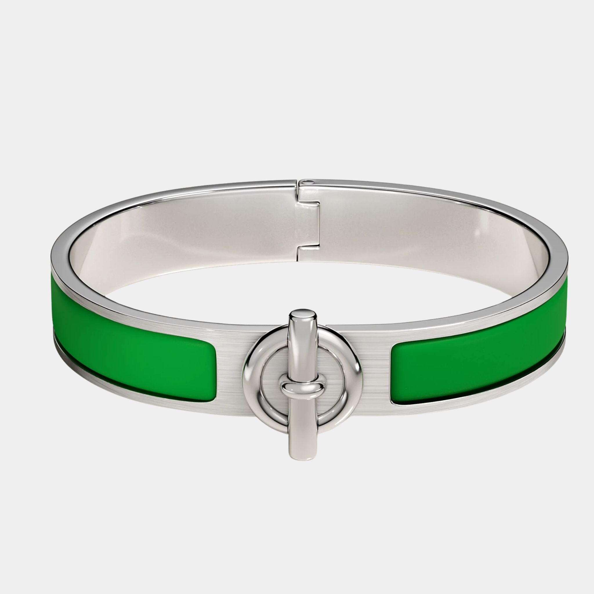 Hermes Clic Glenan Bracelet Palladium Plated, Vert Comic
