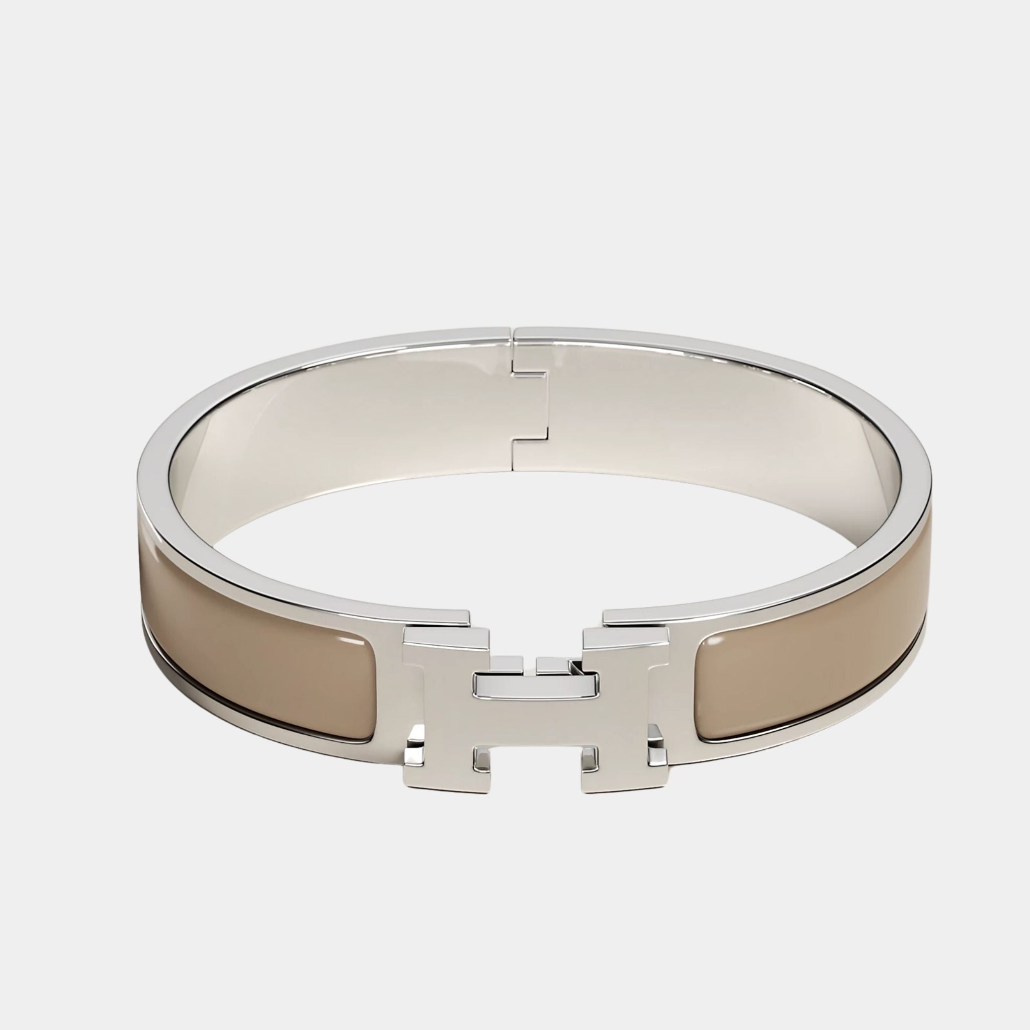 Hermes Clic H Bracelet Palladium Plated, Marron Glace