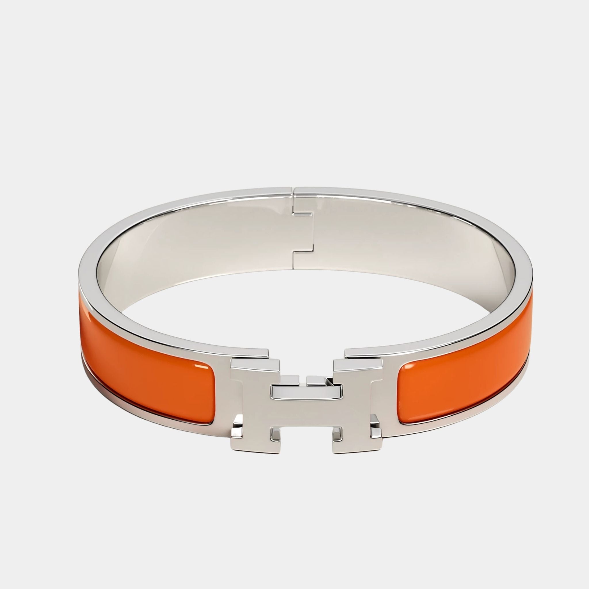 Hermes Clic H Bracelet Palladium Plated, Orange