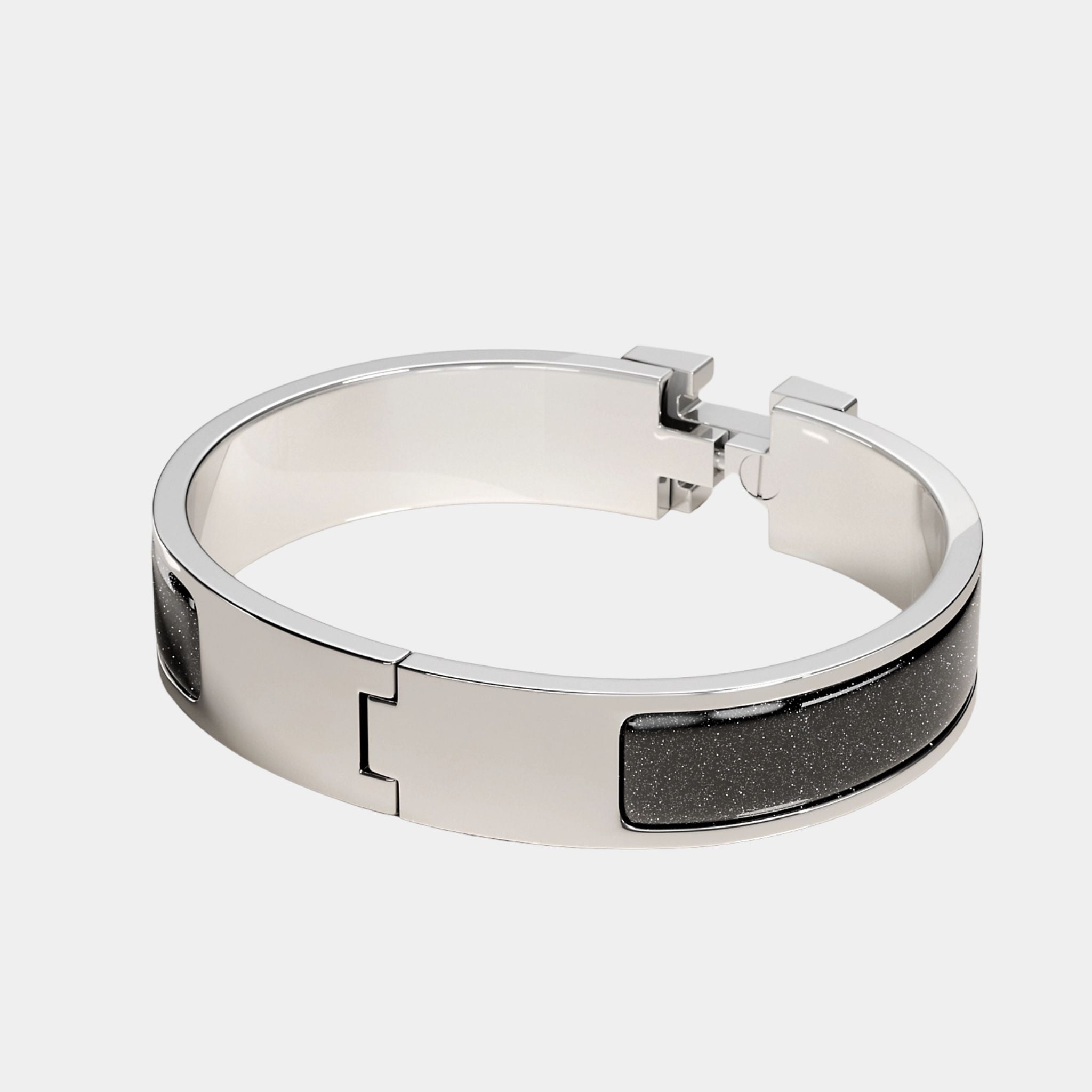 Hermes Clic H Glitter Narrow Bracelet Palladium Plated, Back
