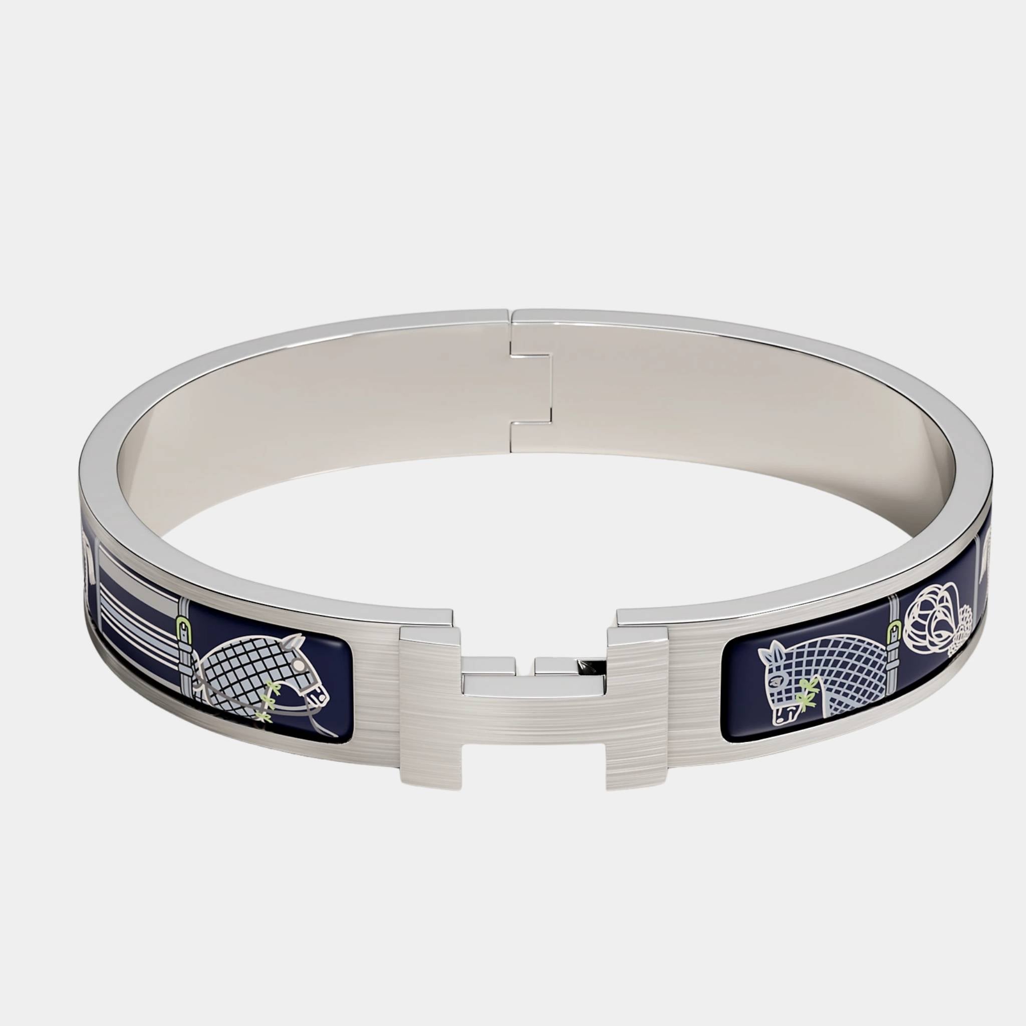 Hermes Clic HH Couvertures et Tenues de Jour Bracelet Palladium Plated, Blue