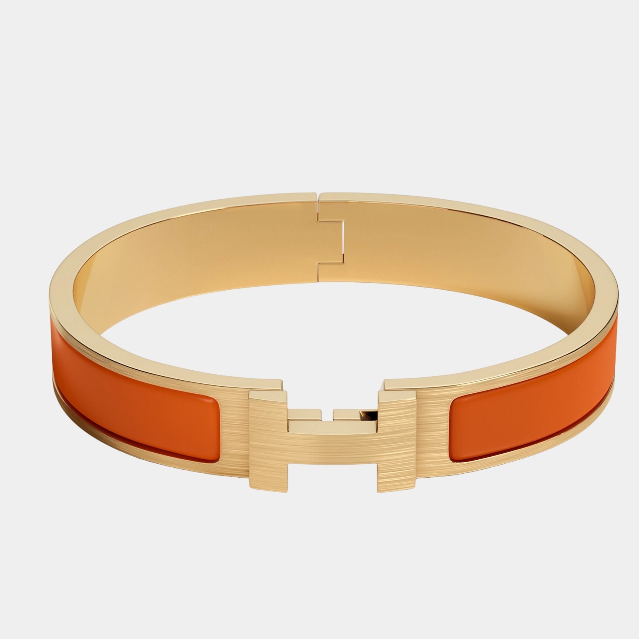 Hermes Clic HH Narrow Bracelet Gold Plated, Orange