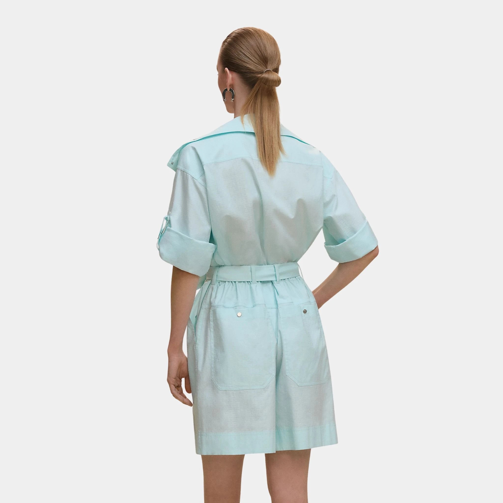 Hermes Combishort in Mosaique Printed Gauze, Vert Embrun, Back