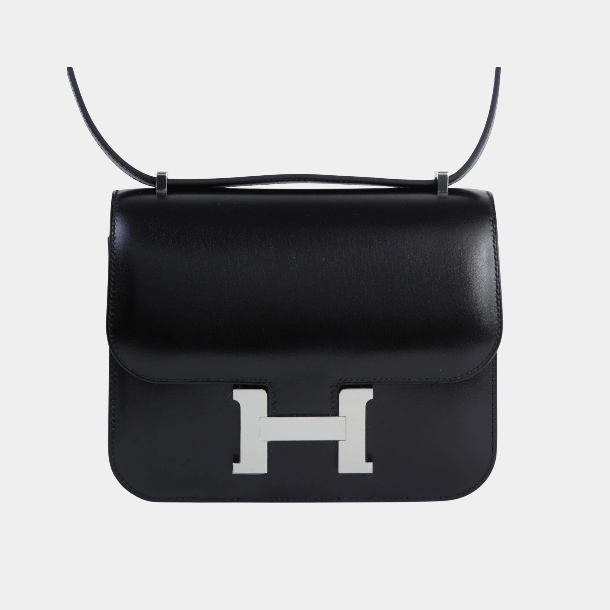 Hermes Constance Mini Box Calfskin Black PHW, Front