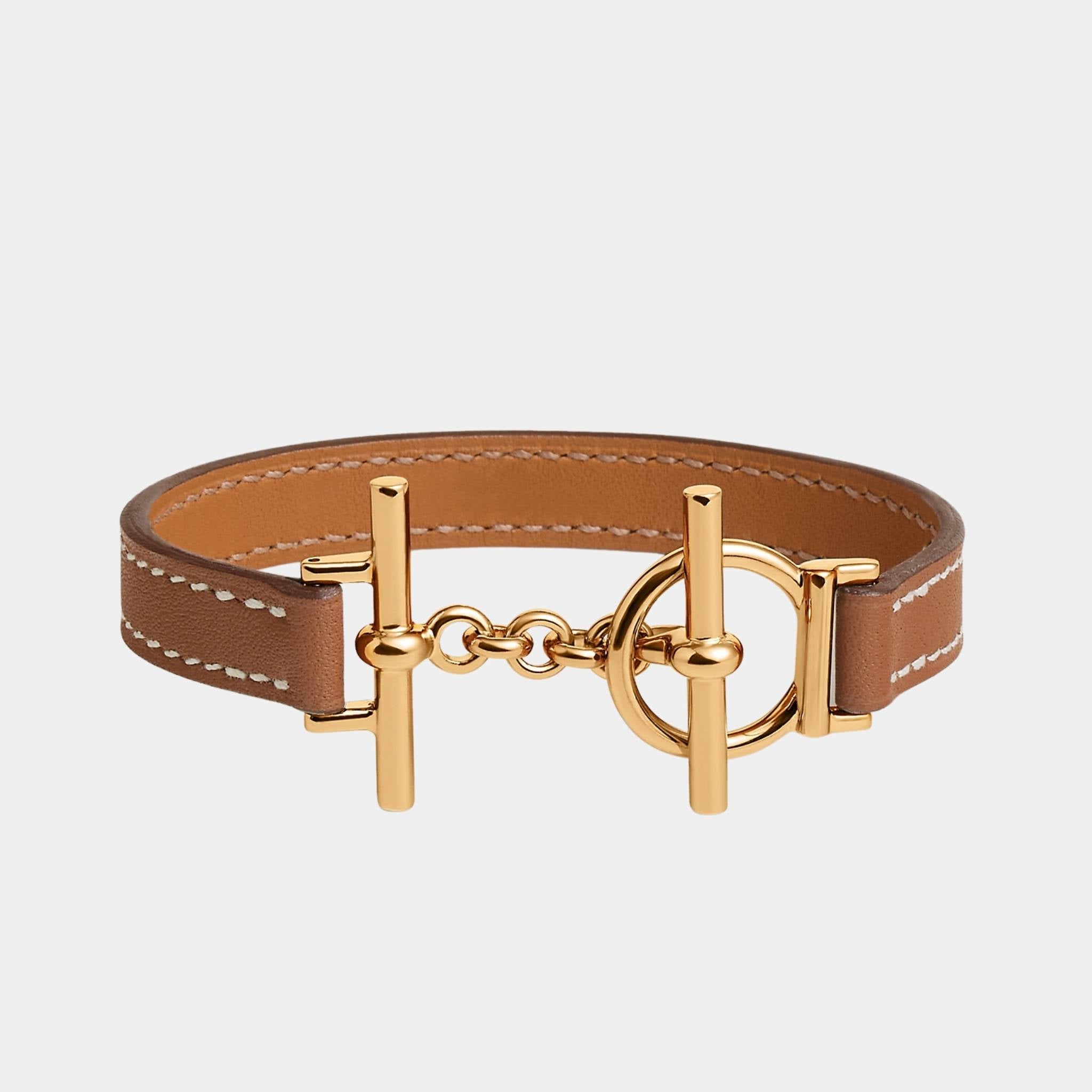 Hermes Croisiere Simple Tour Bracelet Swift Calfskin Gold Plated, Gold