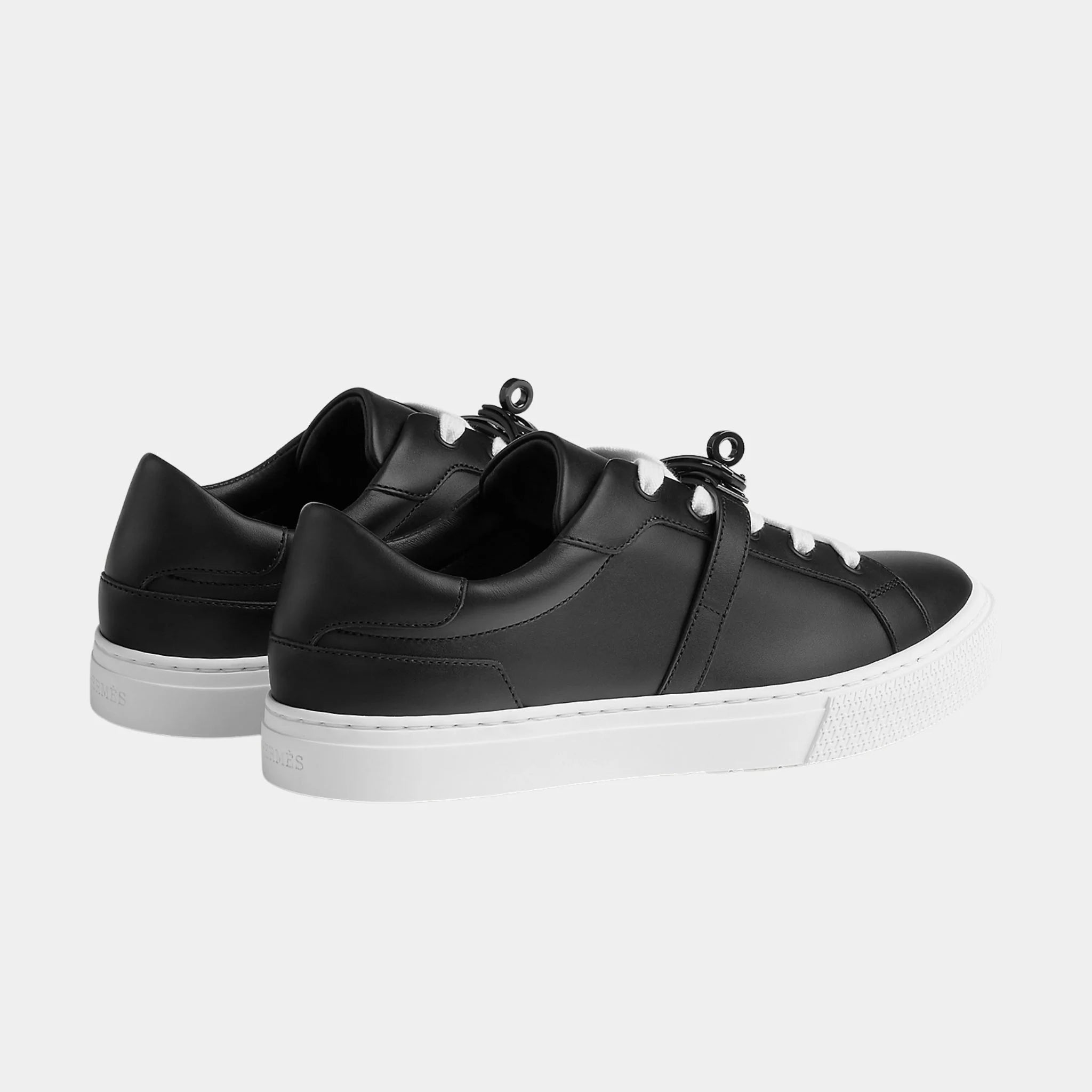 Hermes Day Sneaker in Calfskin with Black Buckle, Noir, Back