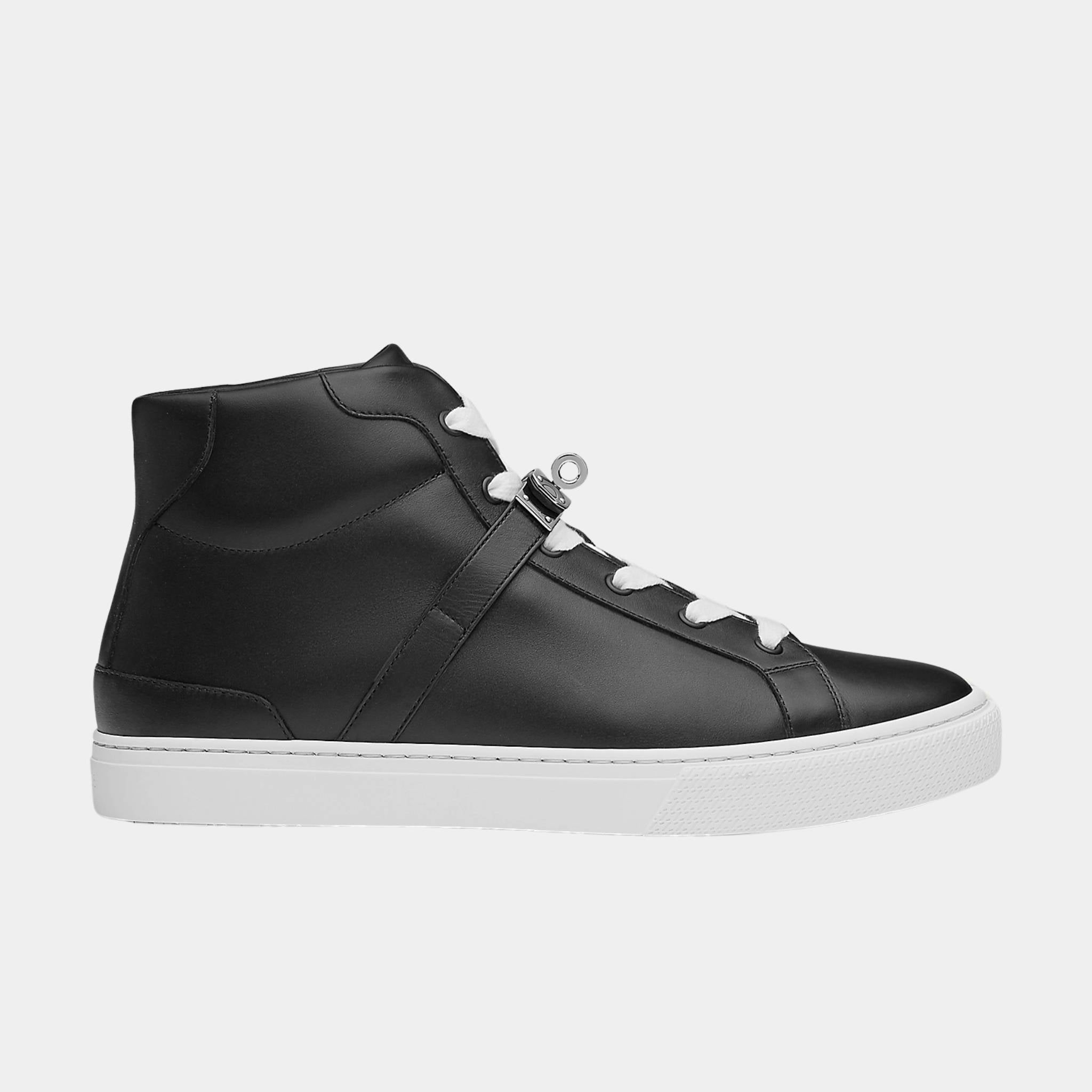 Hermes Daydream Sneaker Calfskin with Palladium Plated Buckle, Noir, Side